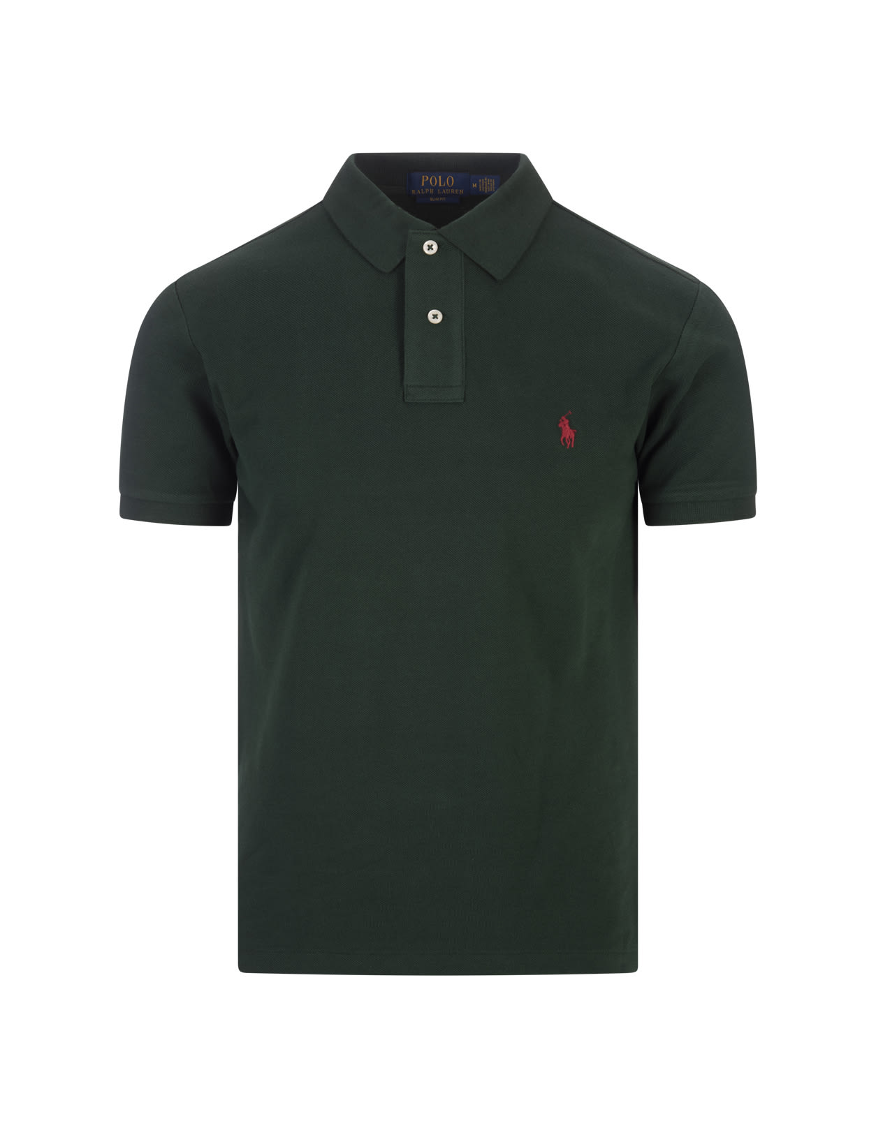 Forest Green And Red Slim-fit Piquet Polo Shirt