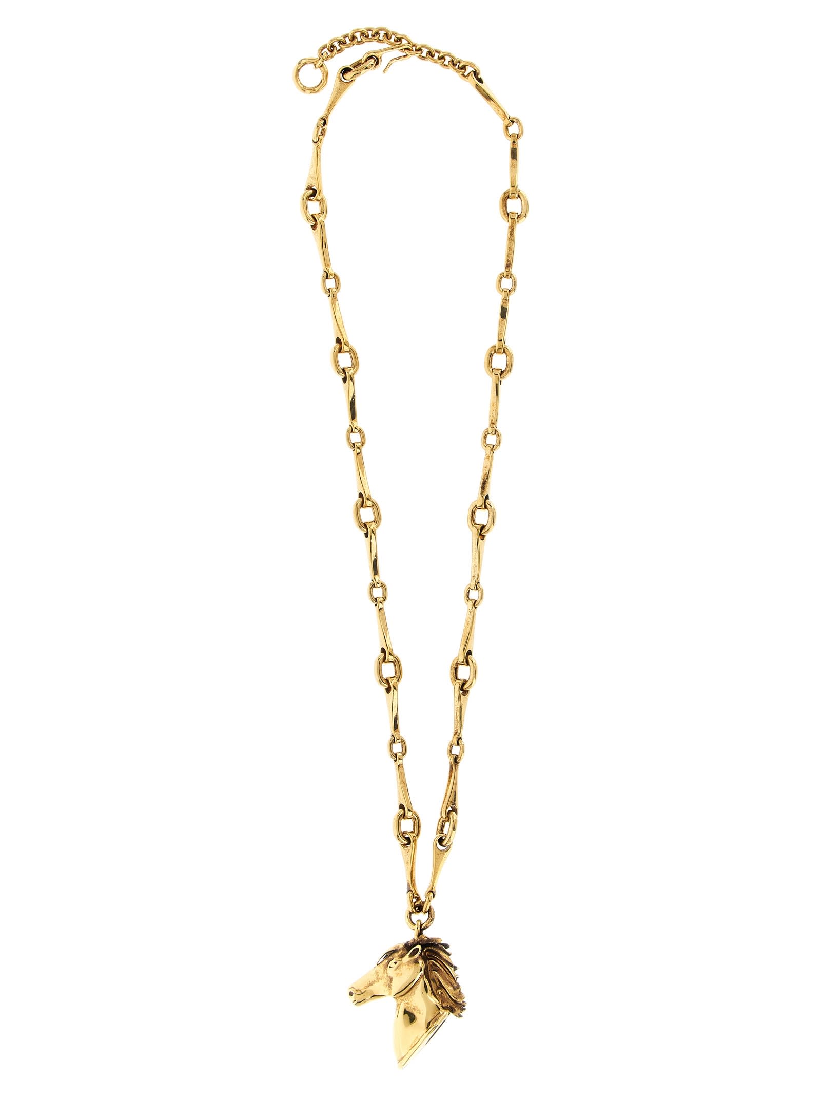 Chloé Womens Vintage Gold Horse Brass Pendant Necklace In Gold