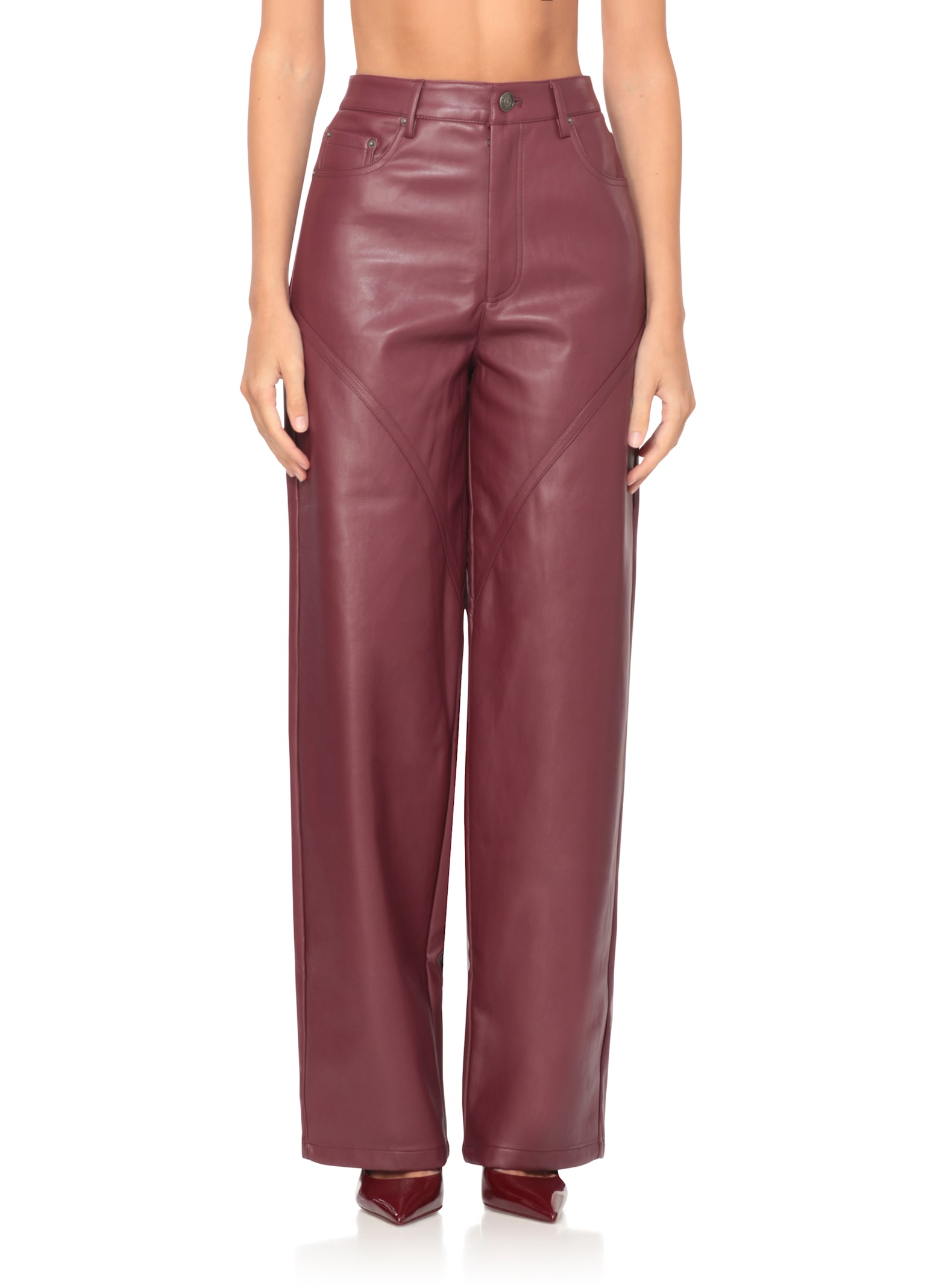 Rotate Birger Christensen Rotate Burgundy Polyester Pants In Burgundy