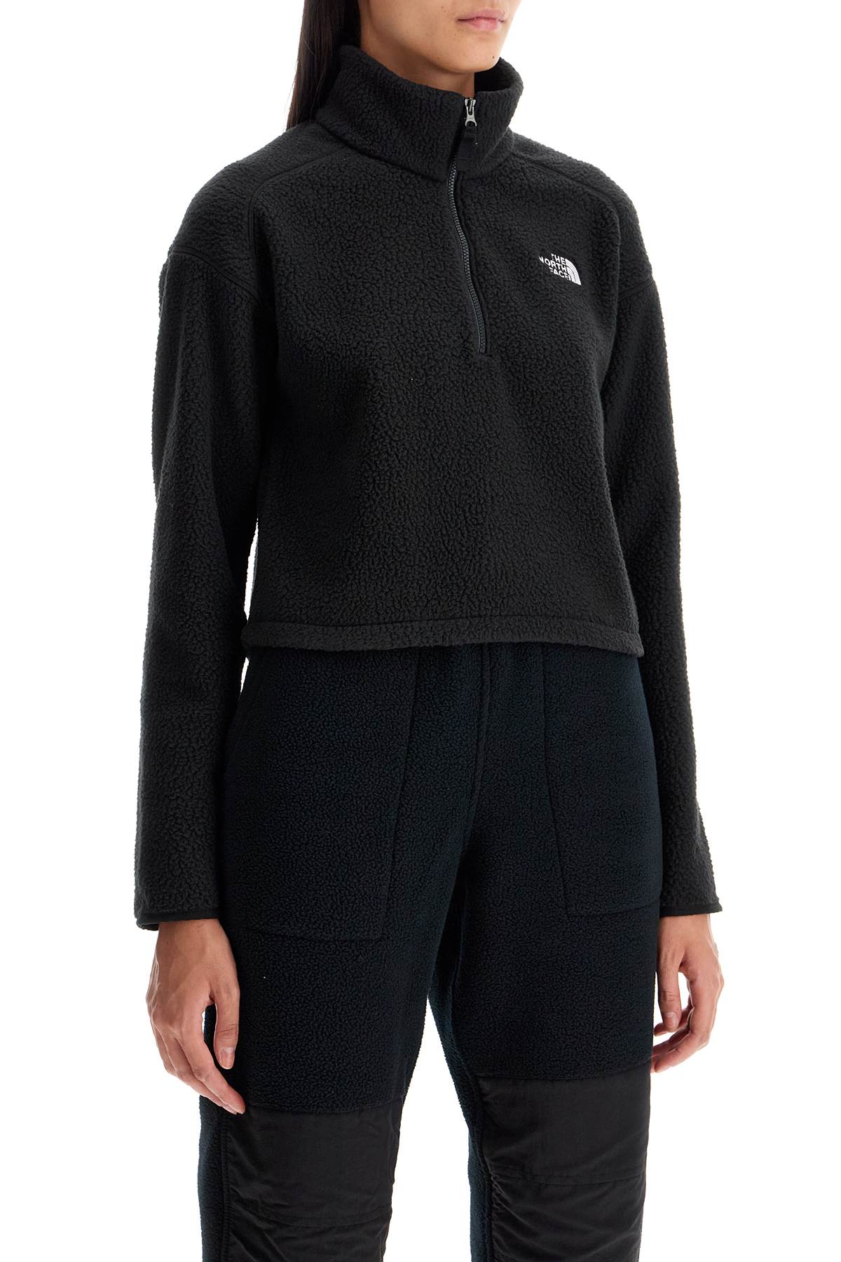 Shop The North Face Sherpa Fleece Cropped Sweatshirt In In Tnf Black-npf (black)