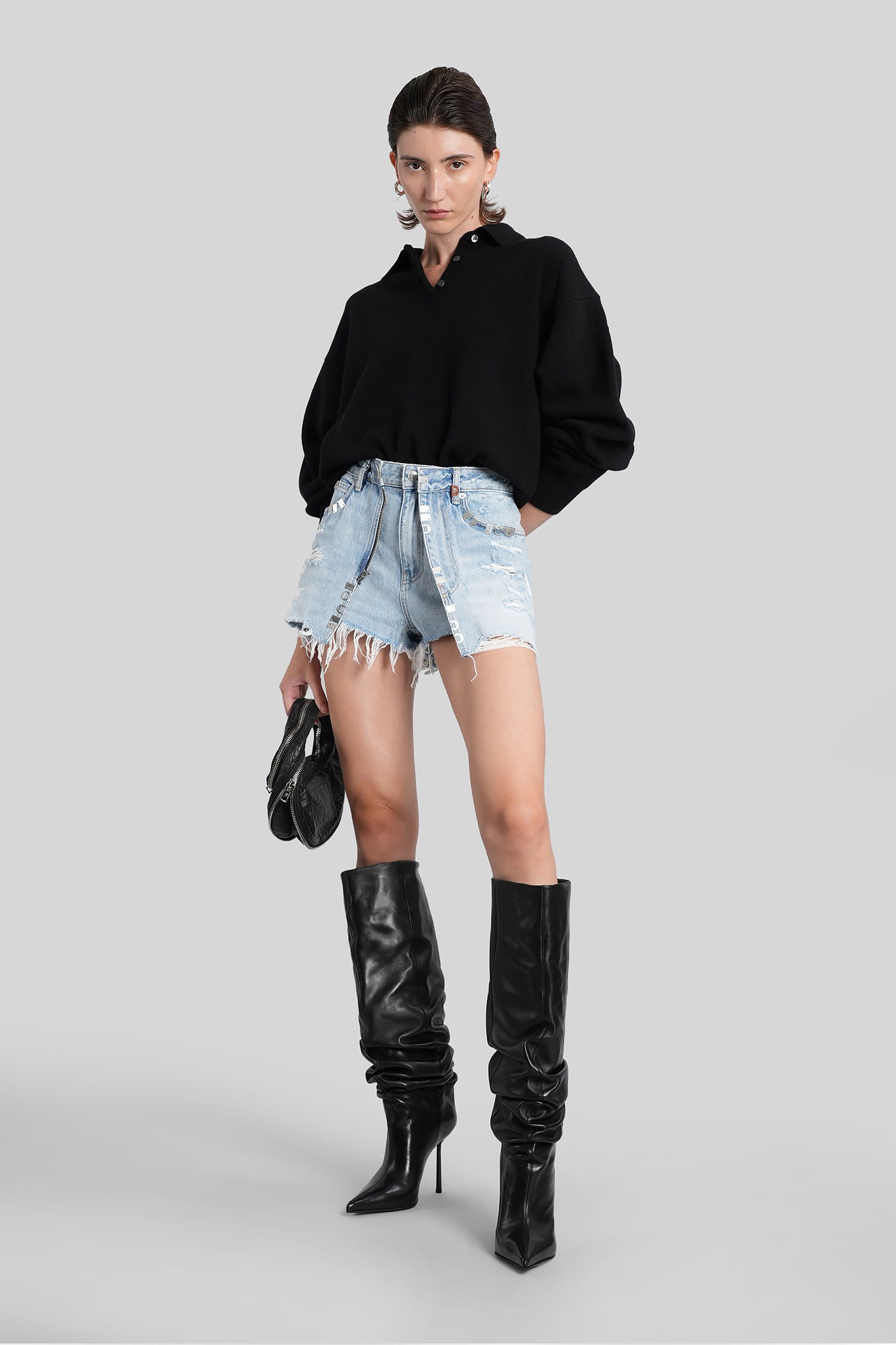 Alexander Wang Shorts In Blue Cotton In Blue