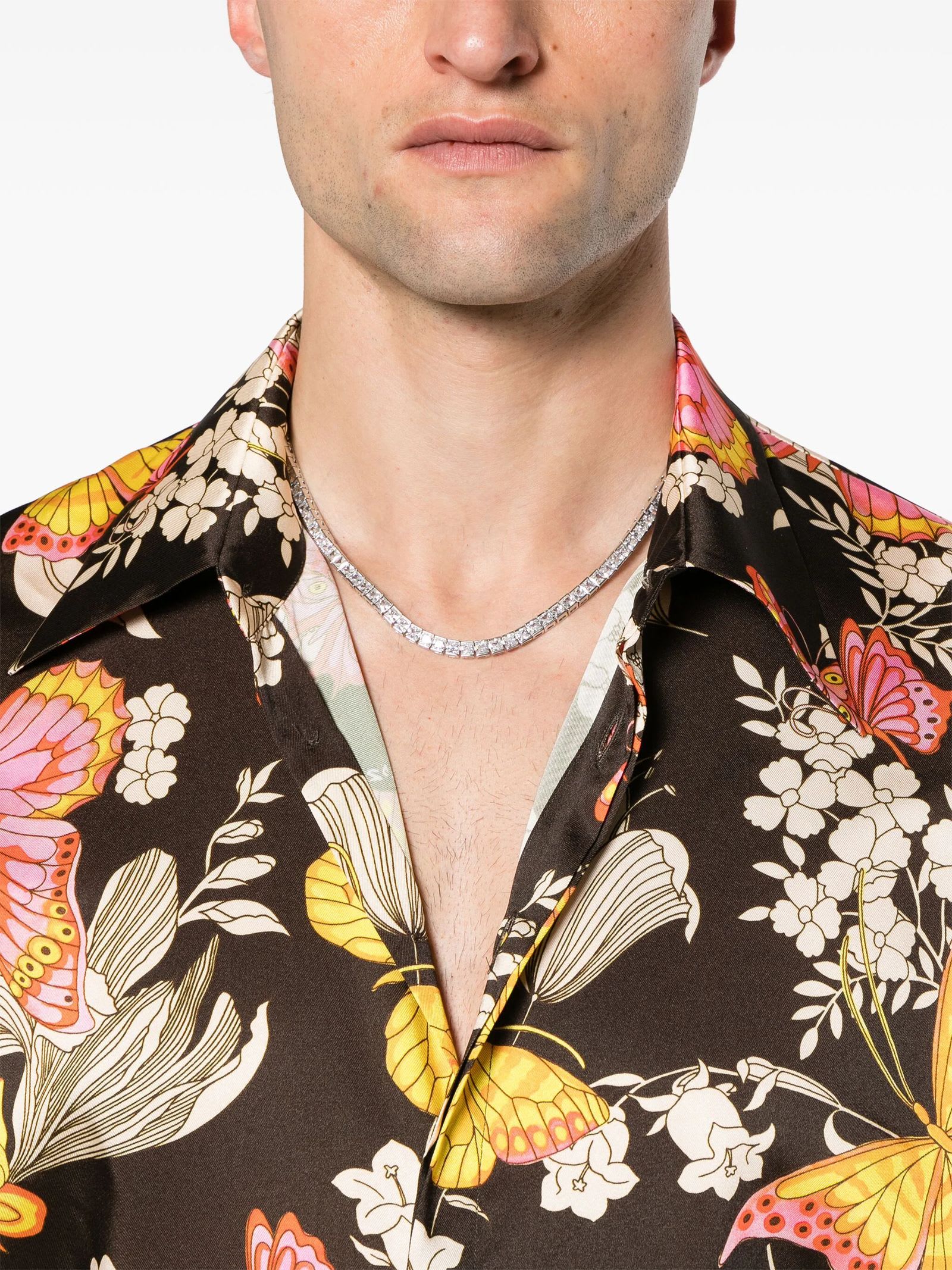 Shop Dsquared2 Butterfly-print Satin Shirt In Multicolour