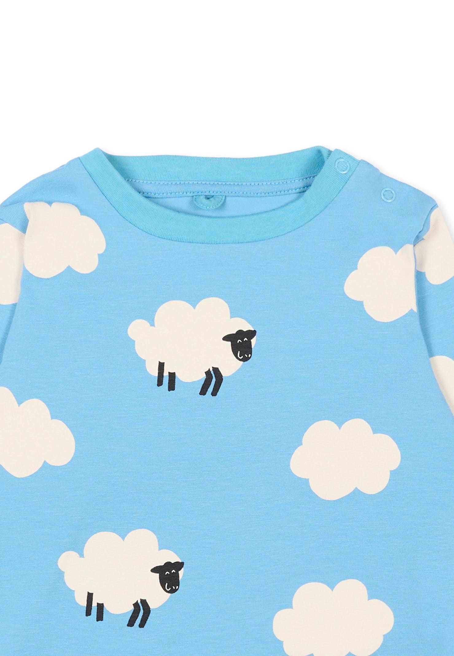 Stella Mccartney Light Blue T-shirt For Baby Boy With Sheep In Blue