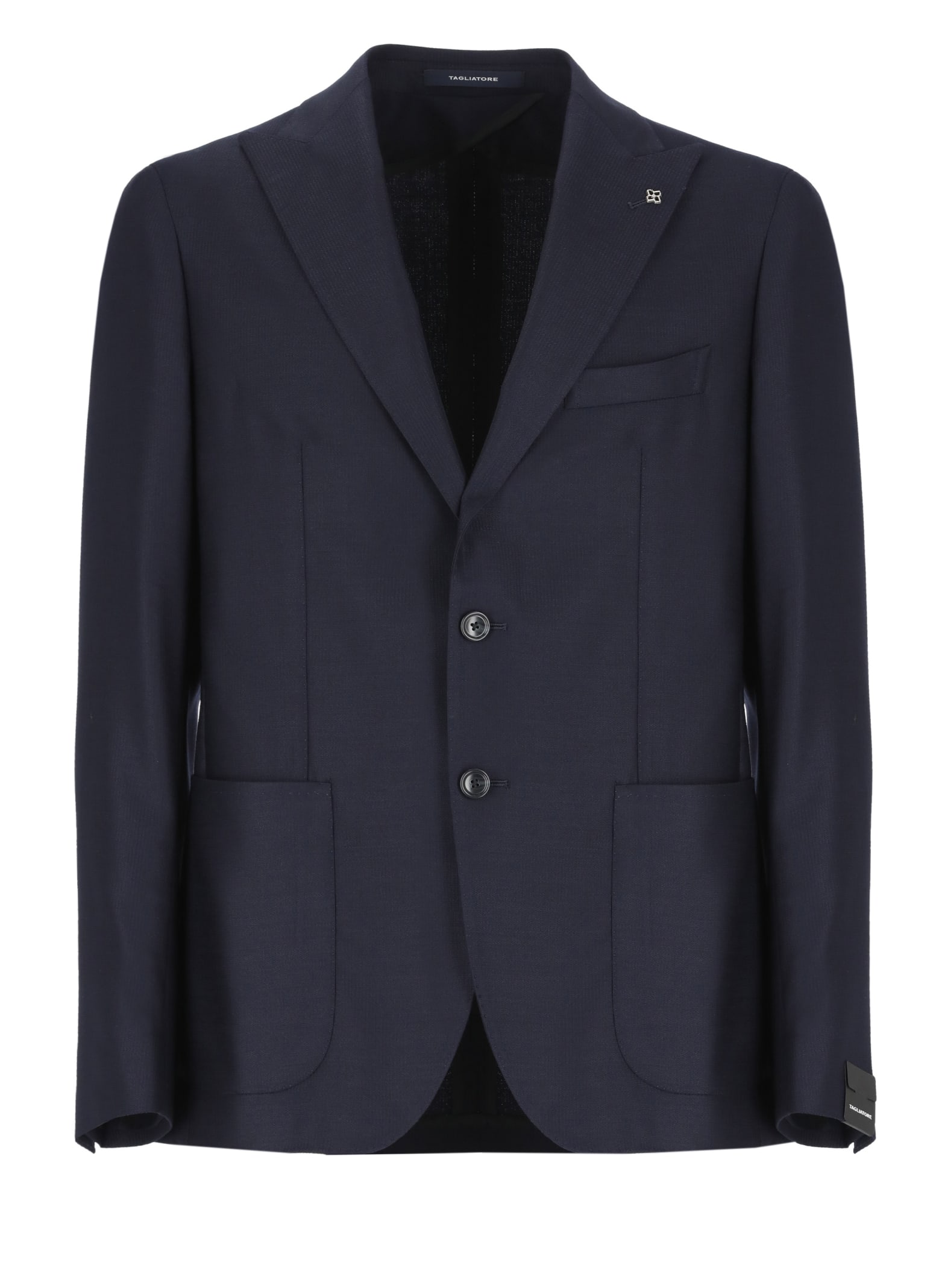 Shop Tagliatore Virgin Wool Jacket In Blue