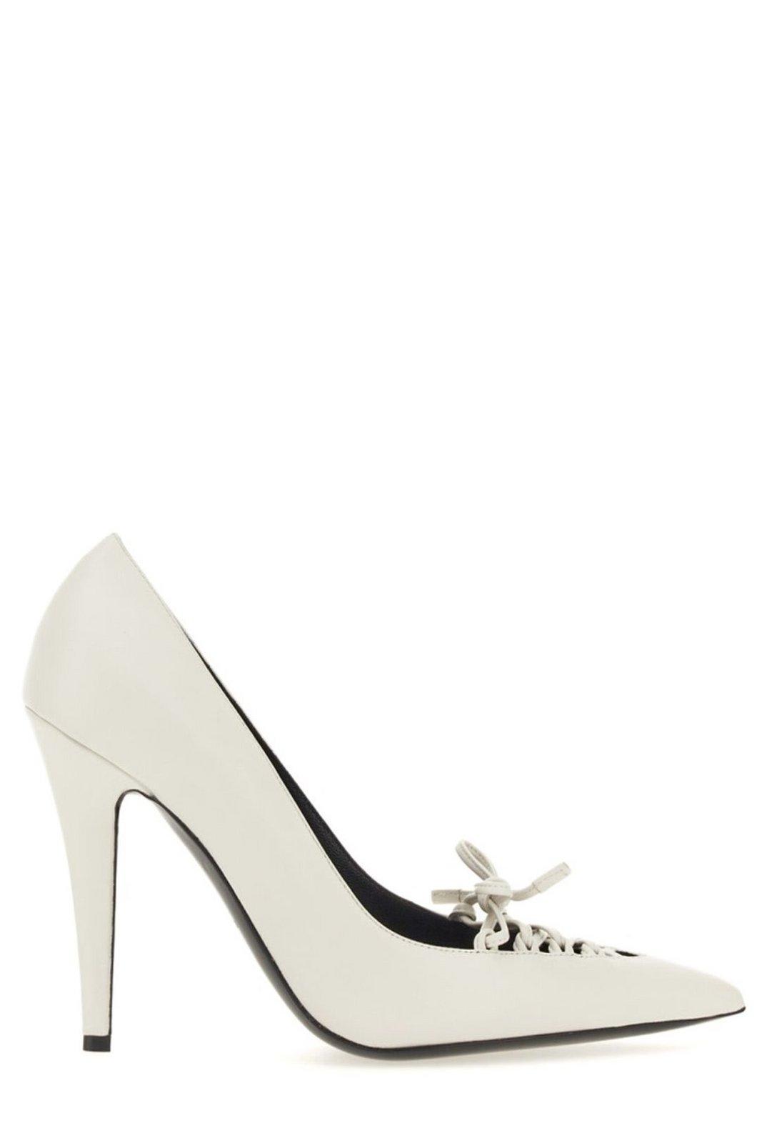 Shop Tom Ford Lace-up Pointed-toe Pumps In White