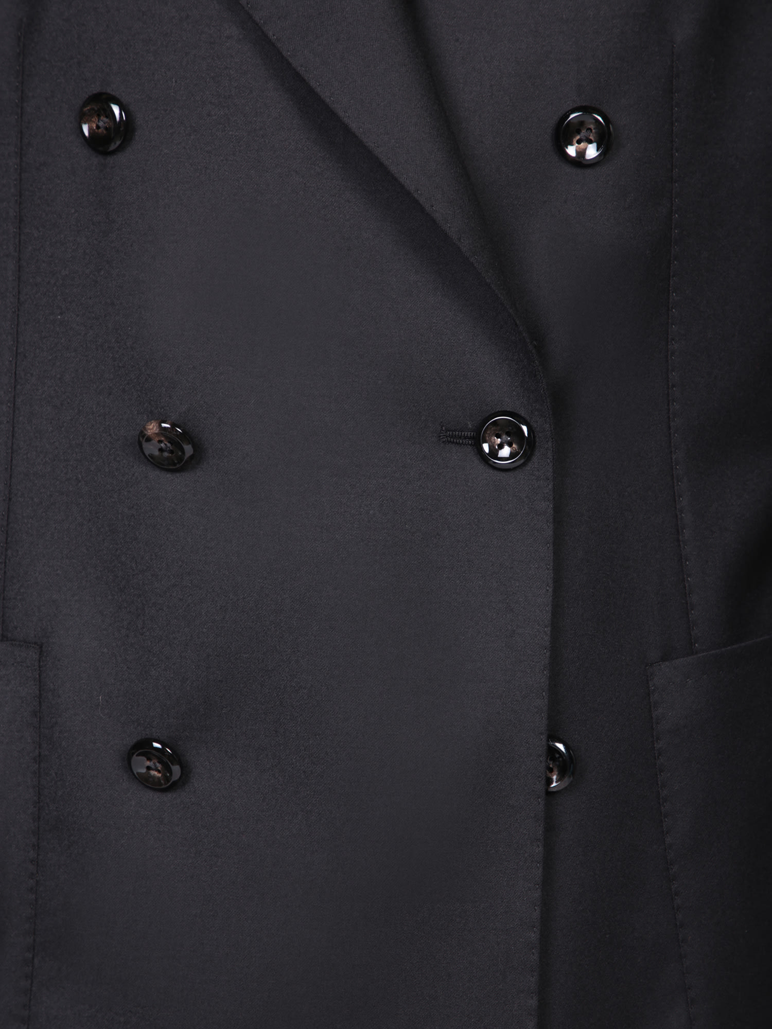 Shop Tagliatore Double Breasted Wool And Silk Black Jacket