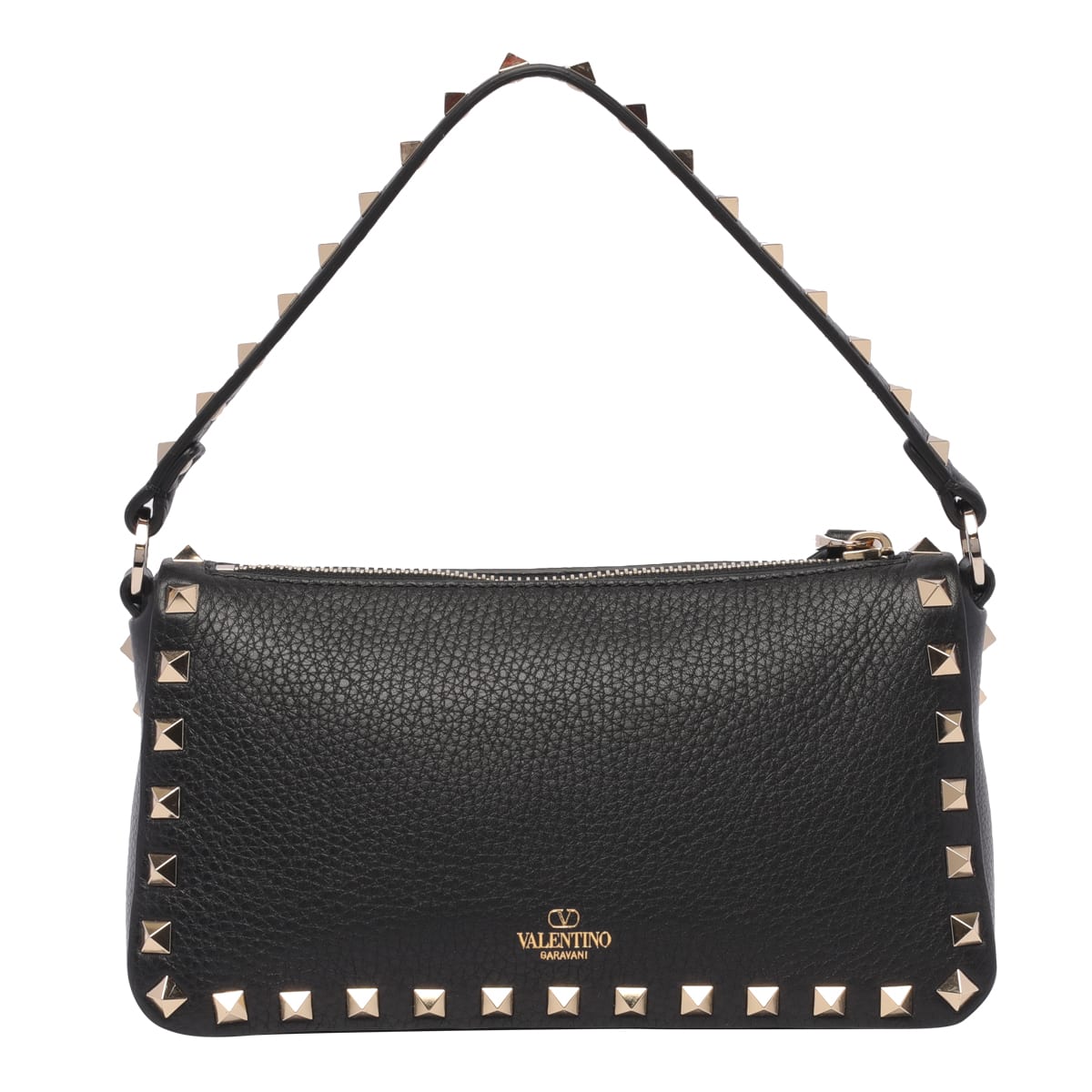 Shop Valentino Small Rockstud Shoulder Bag In Black