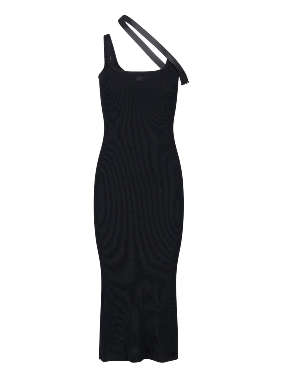 Courrèges "strap Biais 90's" Midi Dress In Black