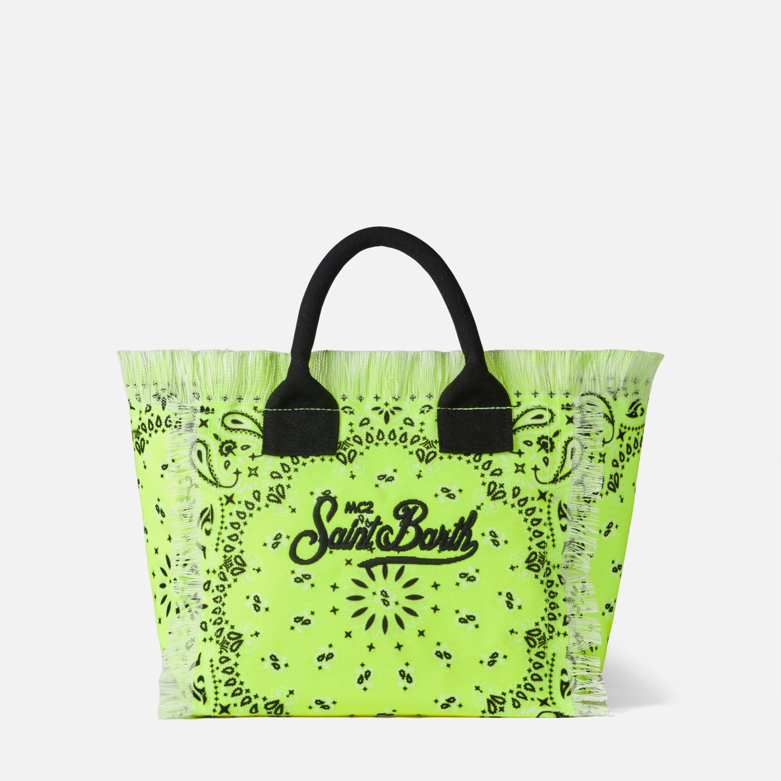 MC2 SAINT BARTH COLETTE FLUO YELLOW HANDBAG WITH BANDANNA PRINT 