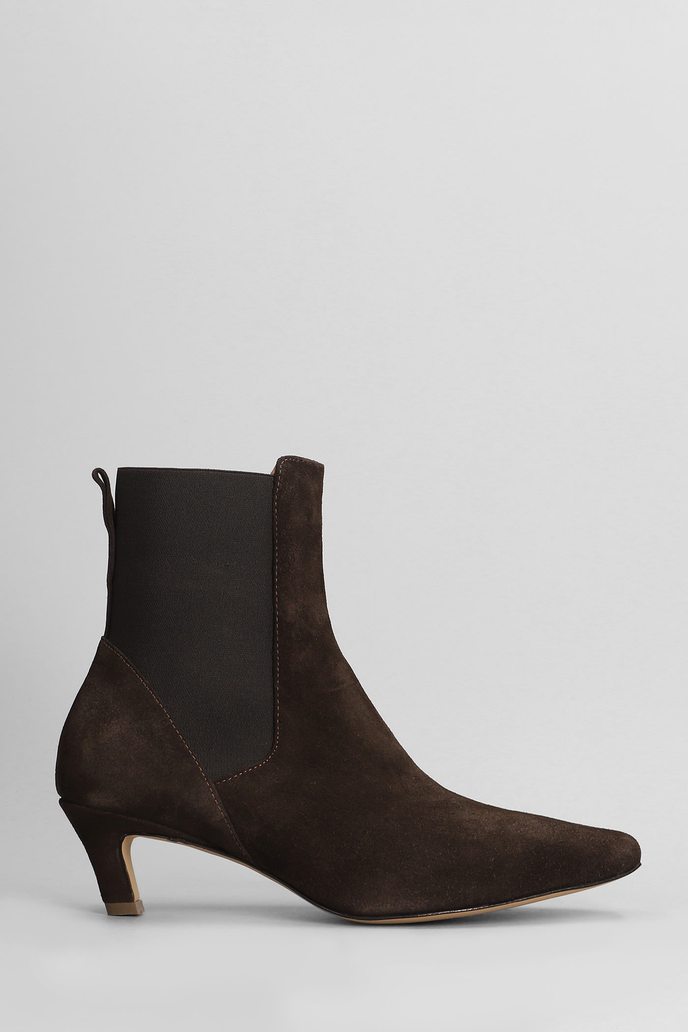 Susan High Heels Ankle Boots In Brown Suede