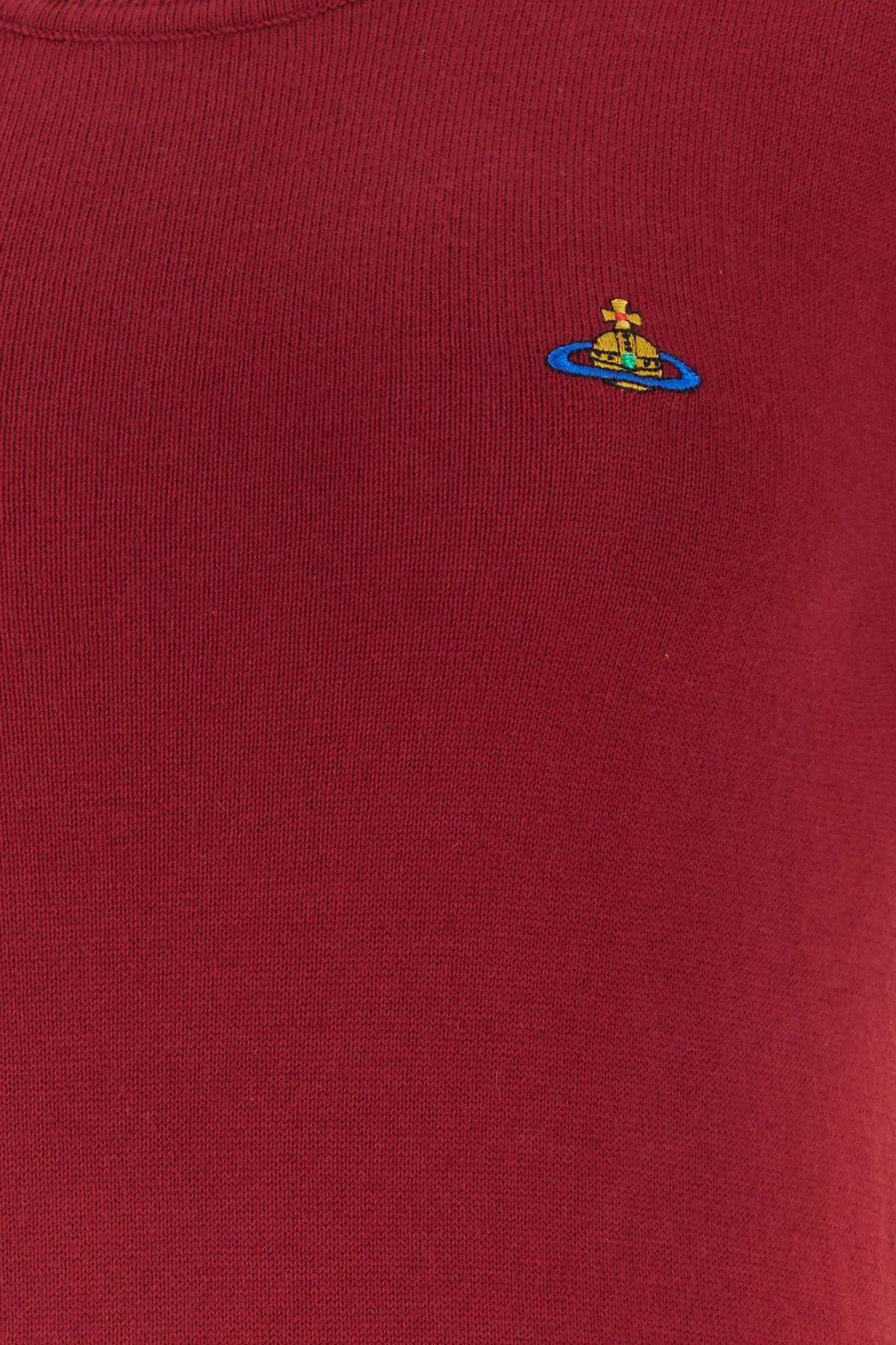 Vivienne Westwood Red Embroidered Logo Sweater In Bordeaux