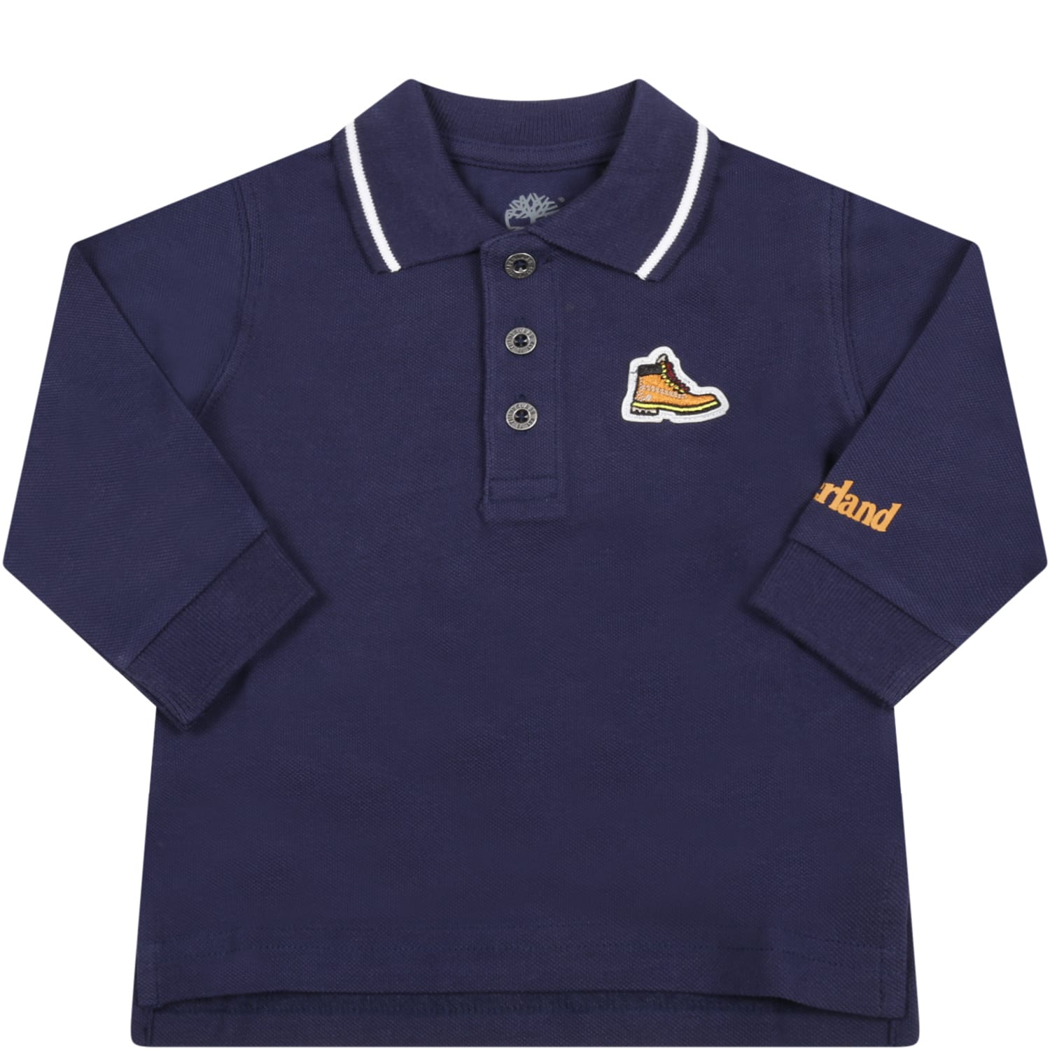 Timberland Blue Polo Shirt For Baby Boy With Logo
