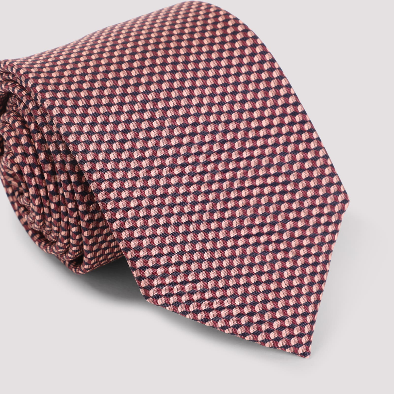 Brioni Check Pattern Silk Tie With Refined Texture In Pink