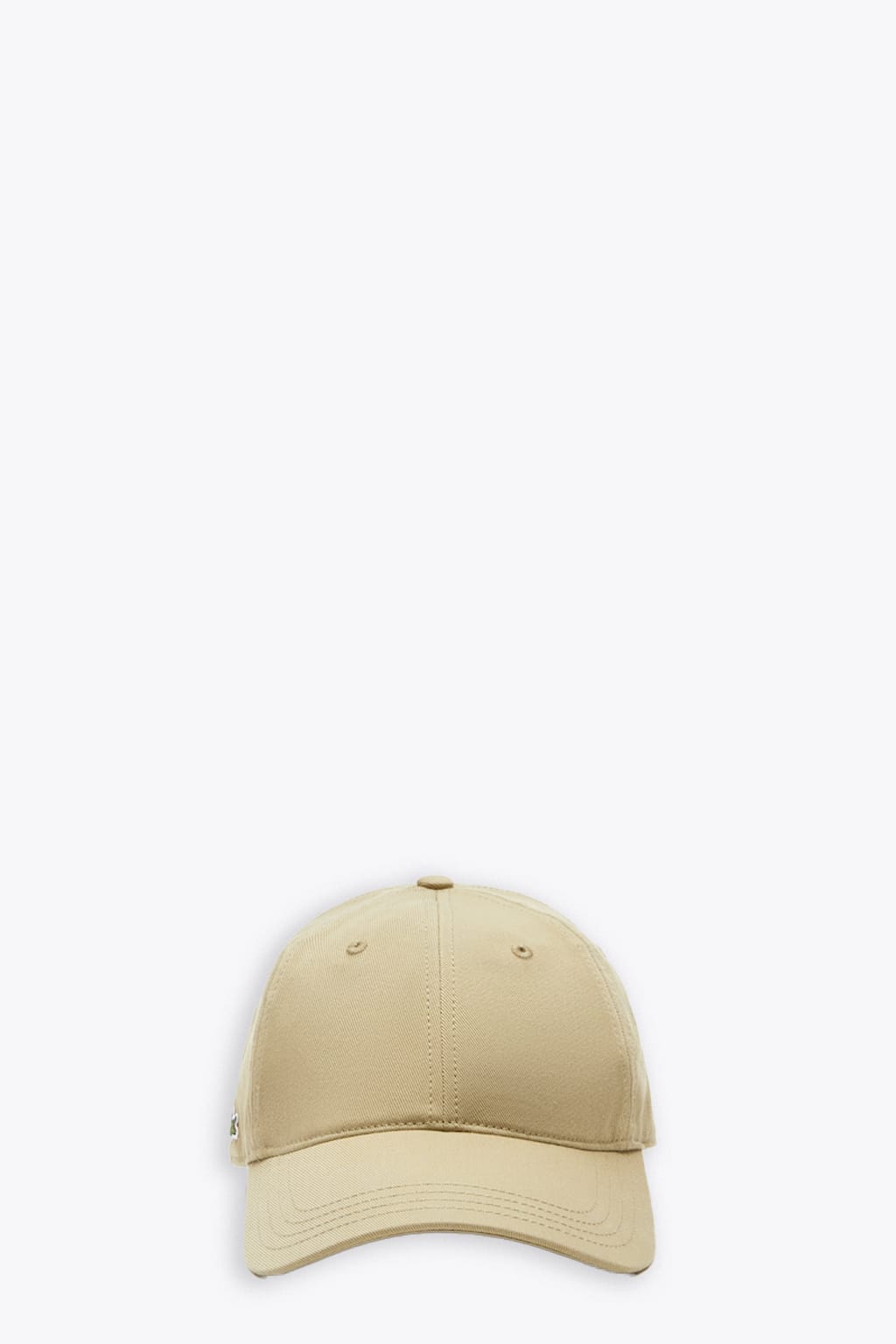 LACOSTE CAPPELLINO BEIGE COTTON CAP WITH SIDE LOGO PATCH