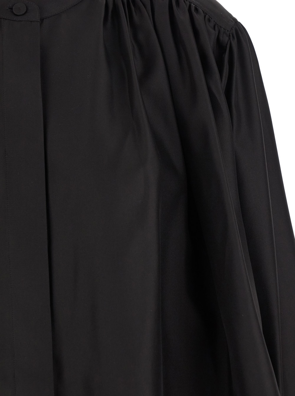 ROHE BLACK TOP WITH MANDARIN COLLAR AND FRONT AND REAR GATHERS IN SILK WOMAN