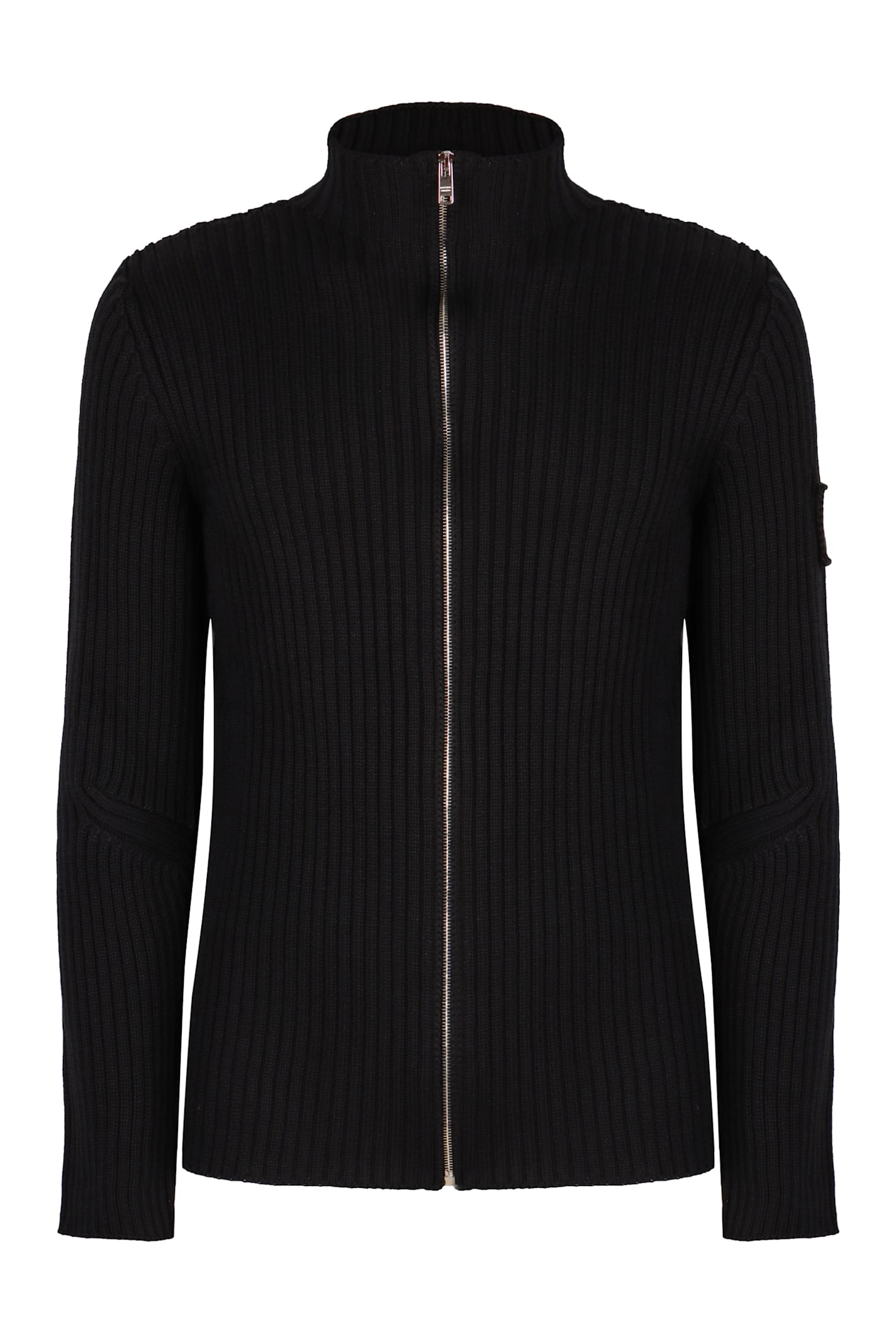 Shop Prada Virgin Wool Cardigan In Black