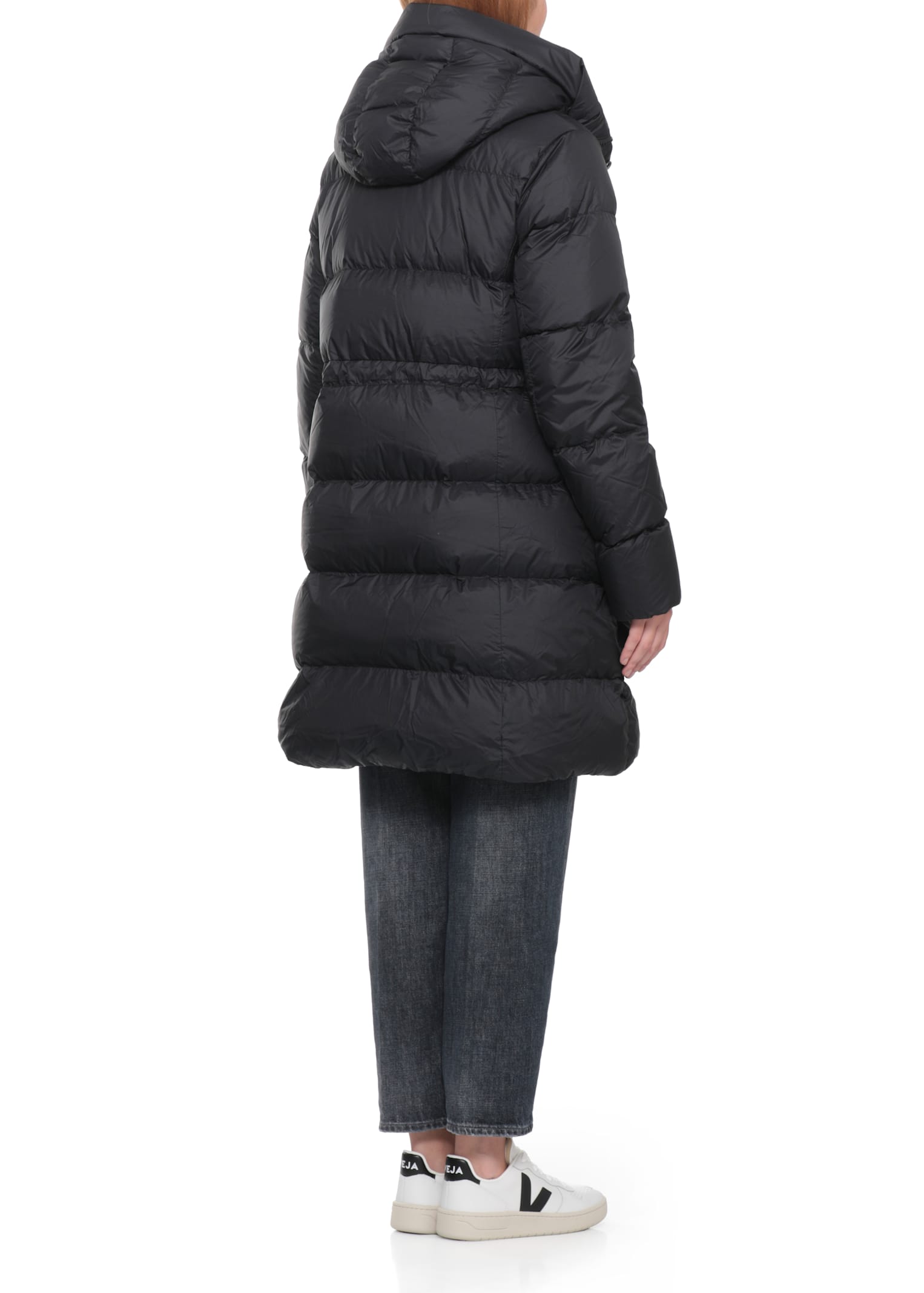 Canada Goose Padded Parka With Hood And Long Sleeves In Black