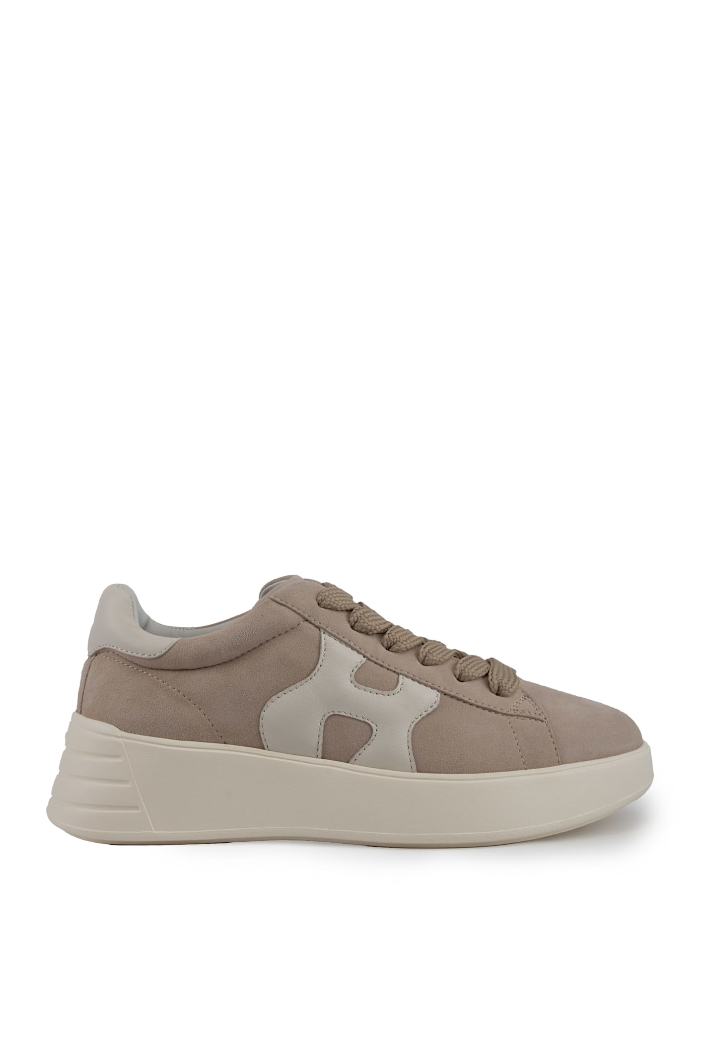 Shop Hogan Rebel Sneakers In Suede In Beige