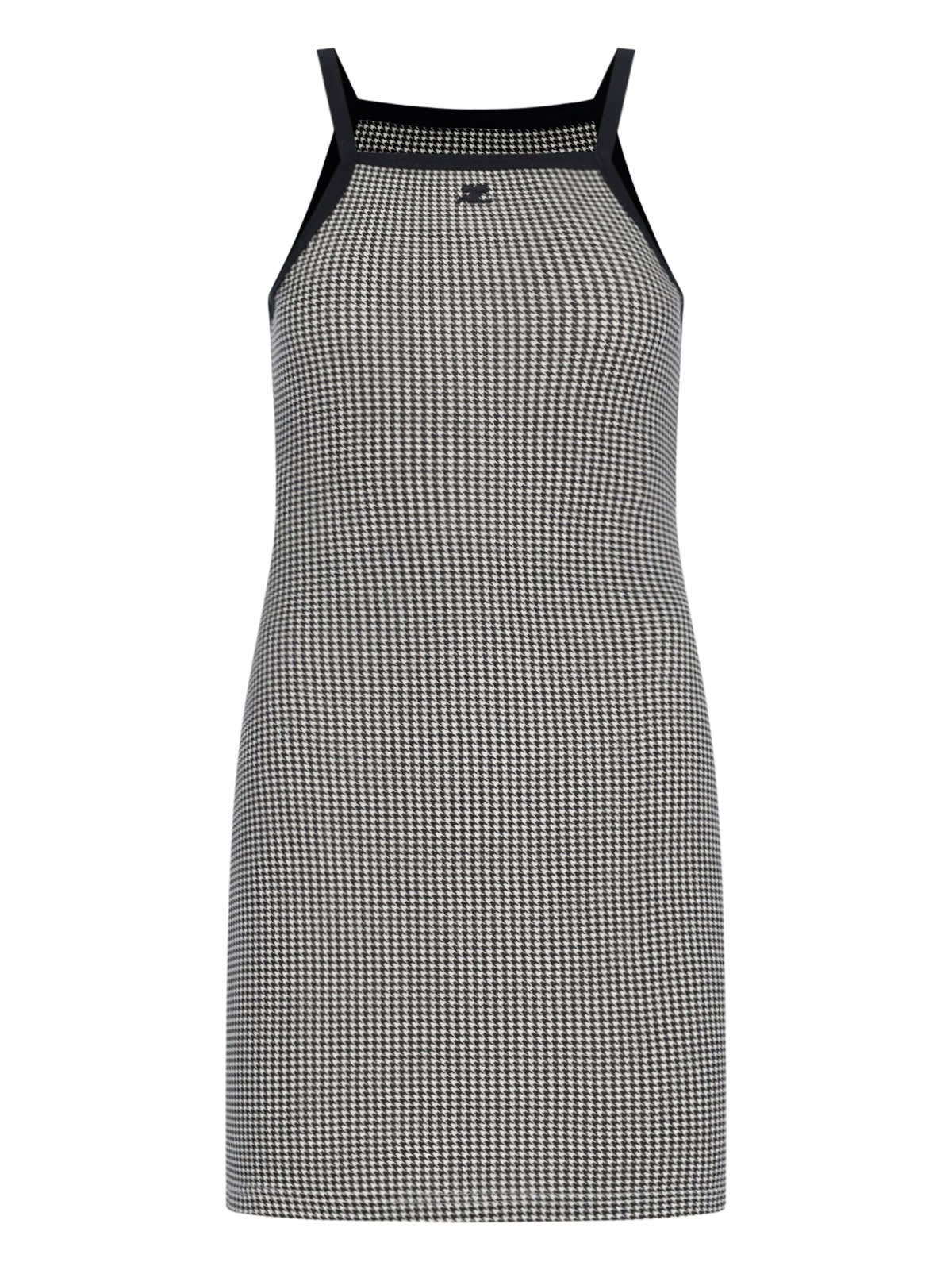 Shop Courrèges Houndstooth Mini Dress In Gray