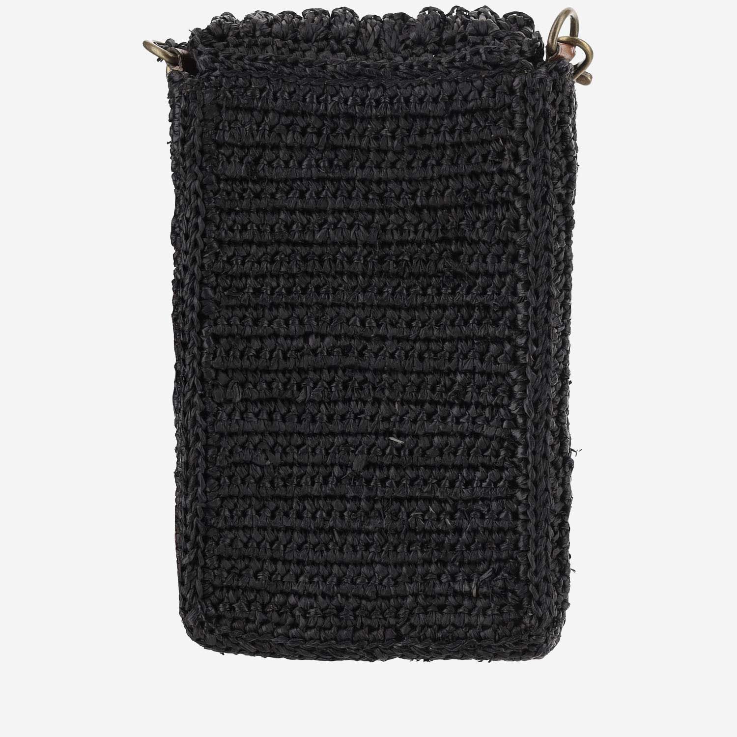 Shop Ibeliv Raffia Bag With Leather Details In Black
