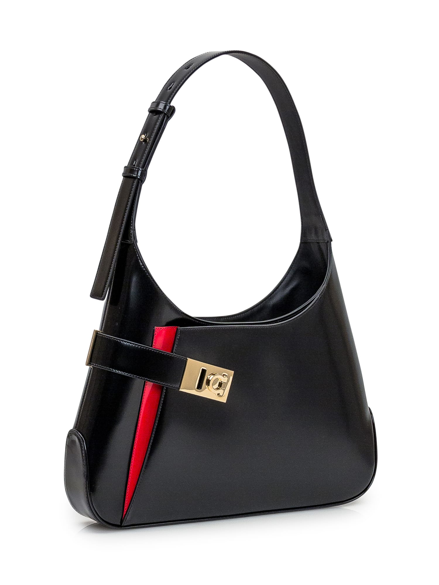 Shop Ferragamo Hobo Bag In Nero Flame Red