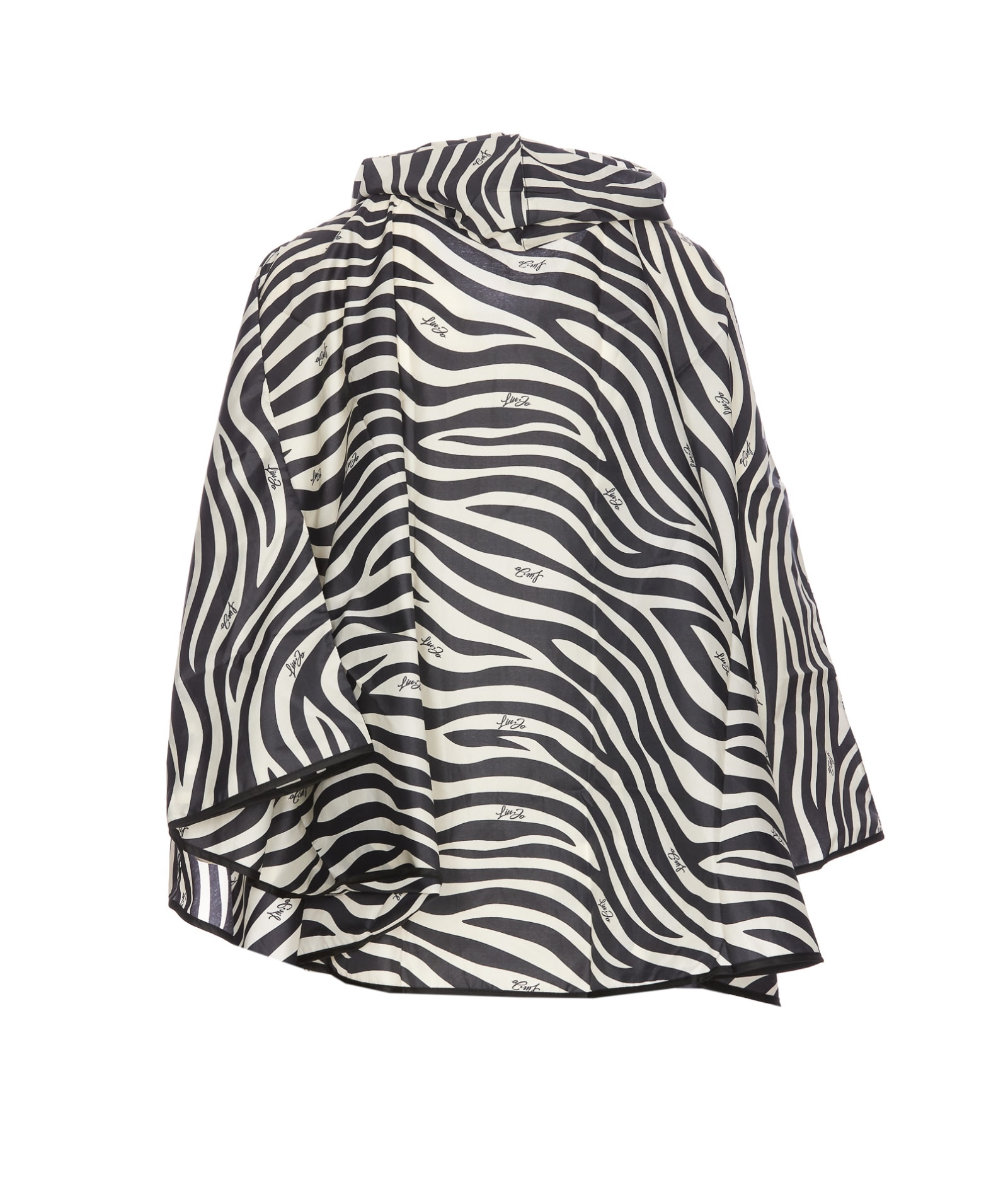 Shop Liu •jo Zebra Print Raincoat Poncho In Black