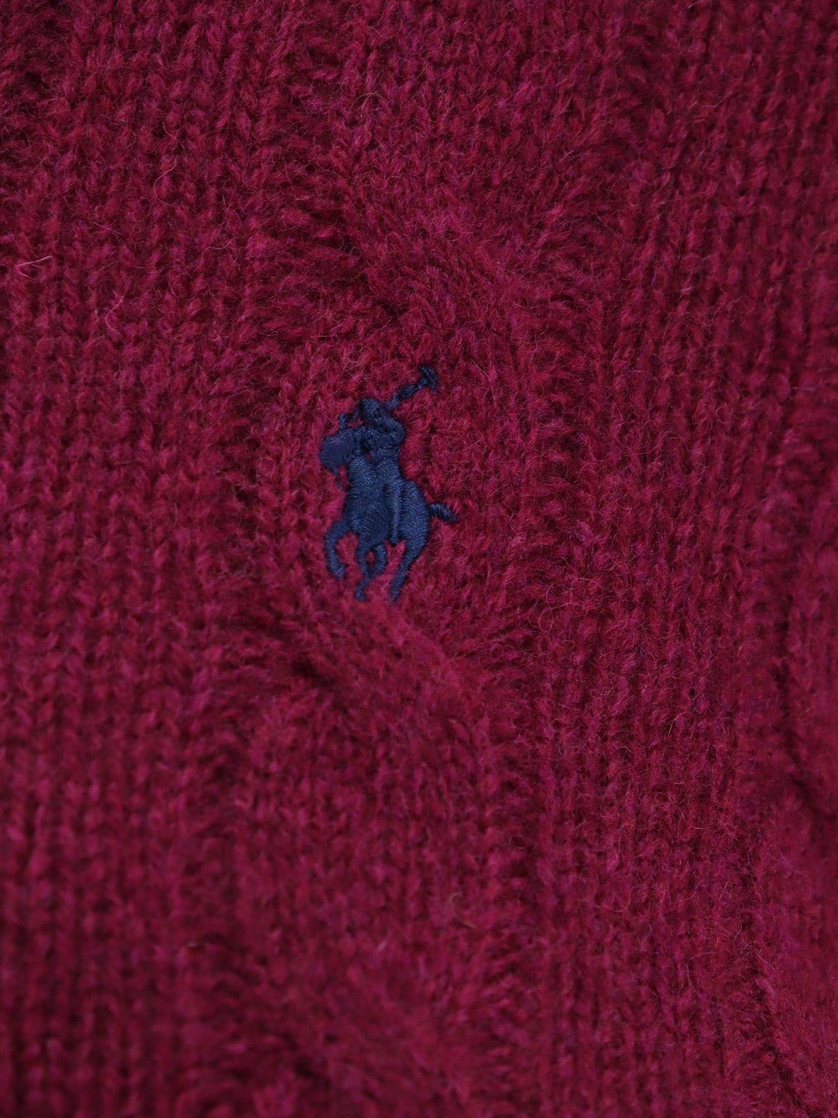 Shop Polo Ralph Lauren Pony Embroidered Cable-knit Jumper  In Purple