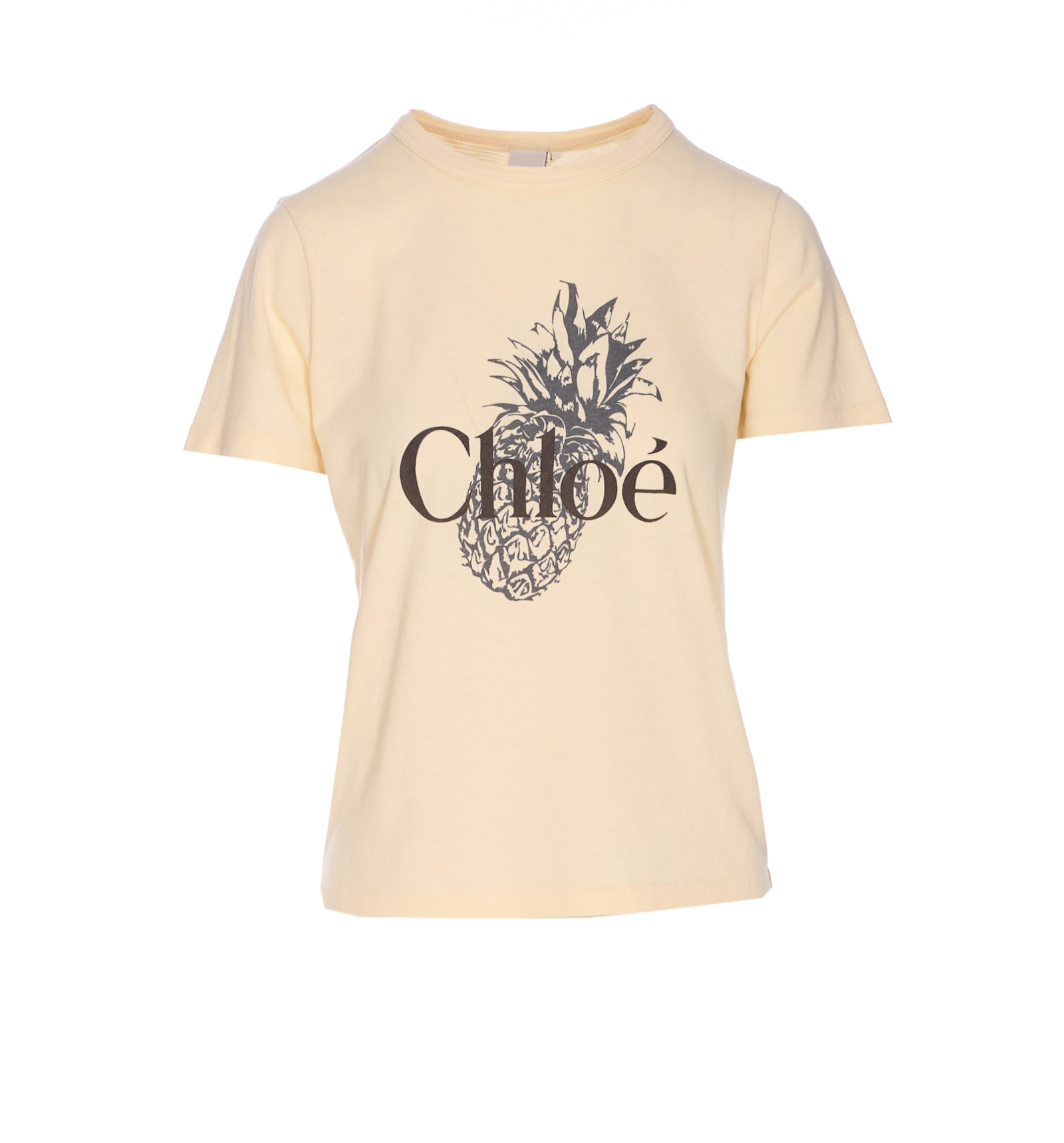 Chloé Pink Crewneck T-shirt With Maxi Logo Print On The Front In Cotton Woman