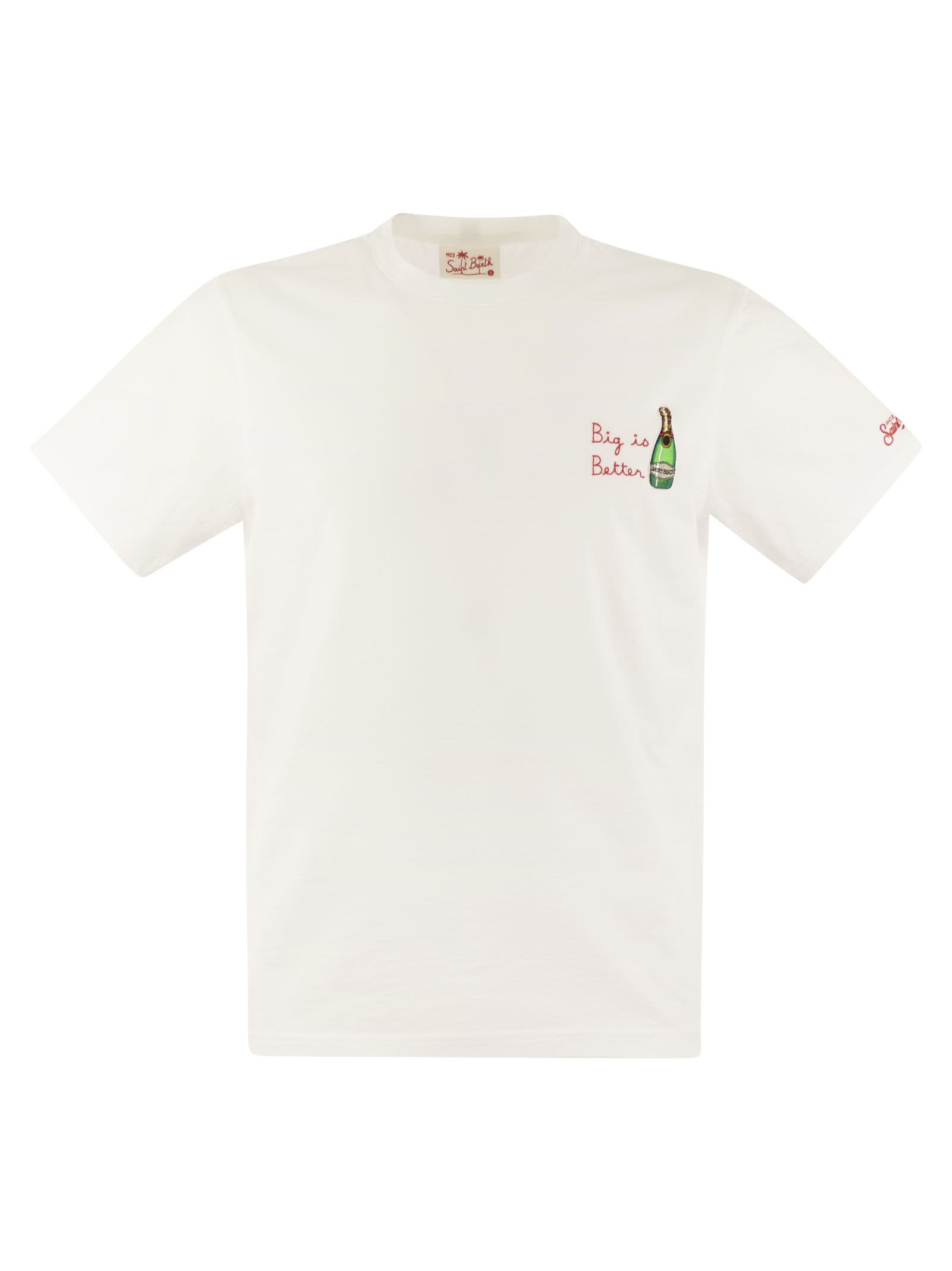 Mc2 Saint Barth Portofino - T-shirt With Chest Embroidery In White