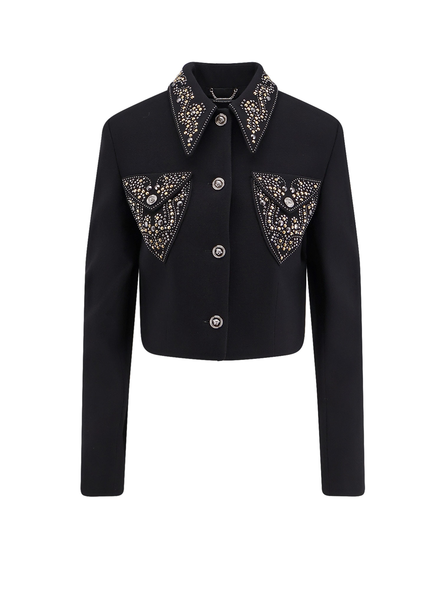 Versace Informal Light Weight Wool Crepe Blazer In Black