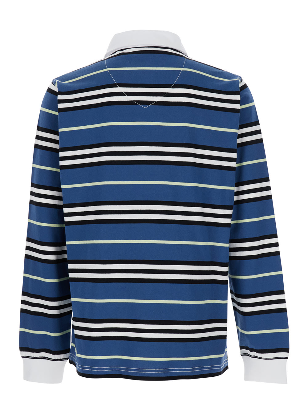 Shop Burberry Multicolor Polo Shirt With Logo Patch On The Front And All-over Striped Motif In Cotton Man