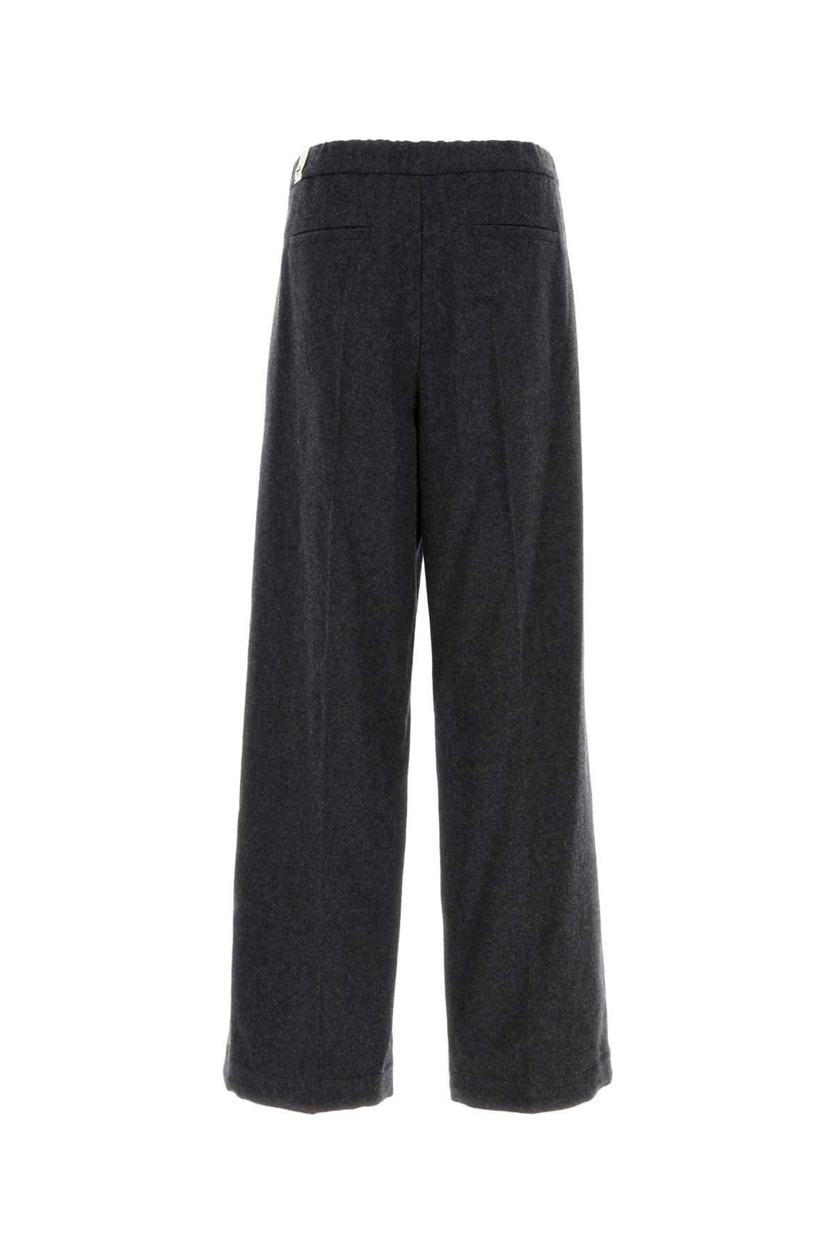 Jil Sander Flannel Pant With Wide Leg And Back Pockets In Black