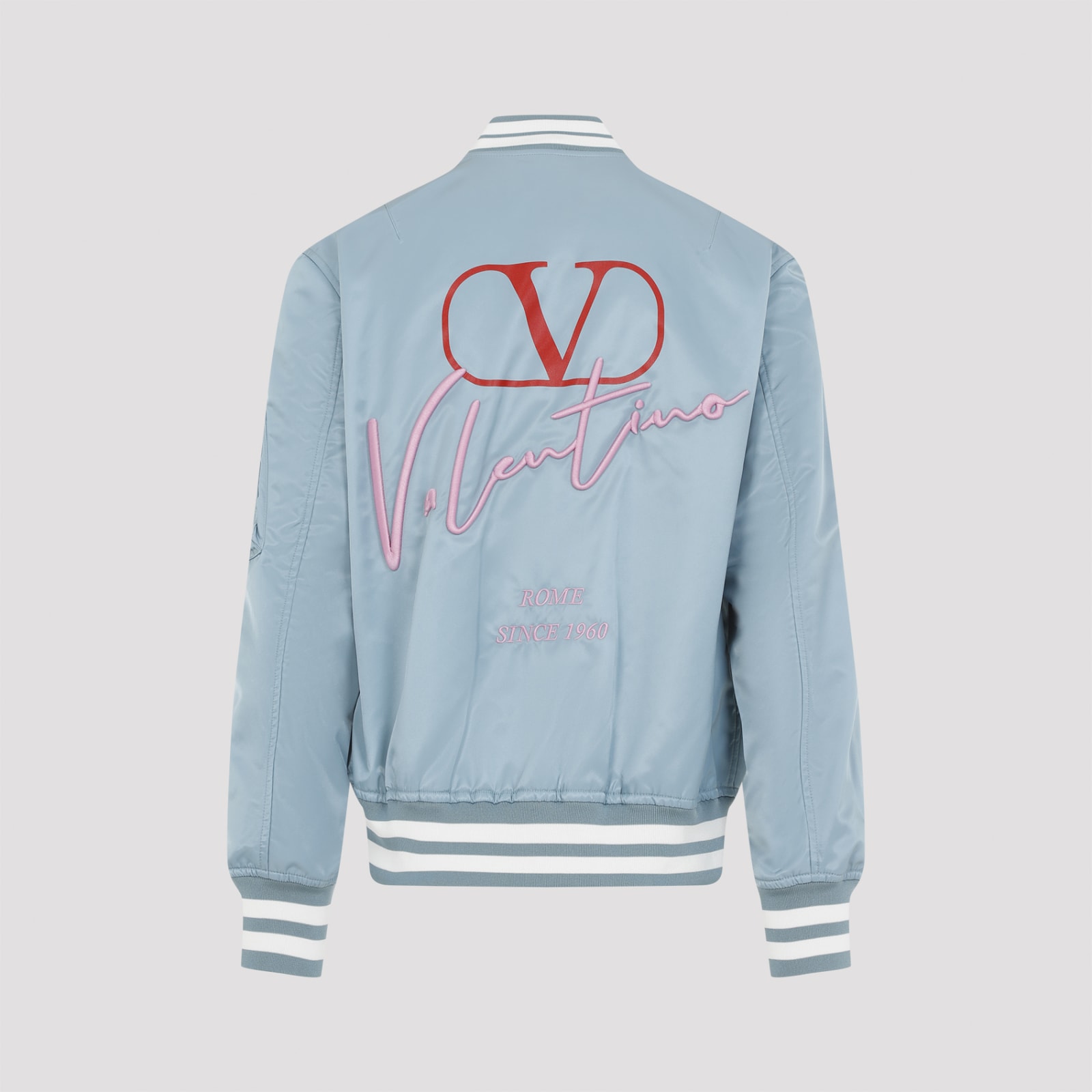 Shop Valentino Polyamide Bomber Jacket In Stone