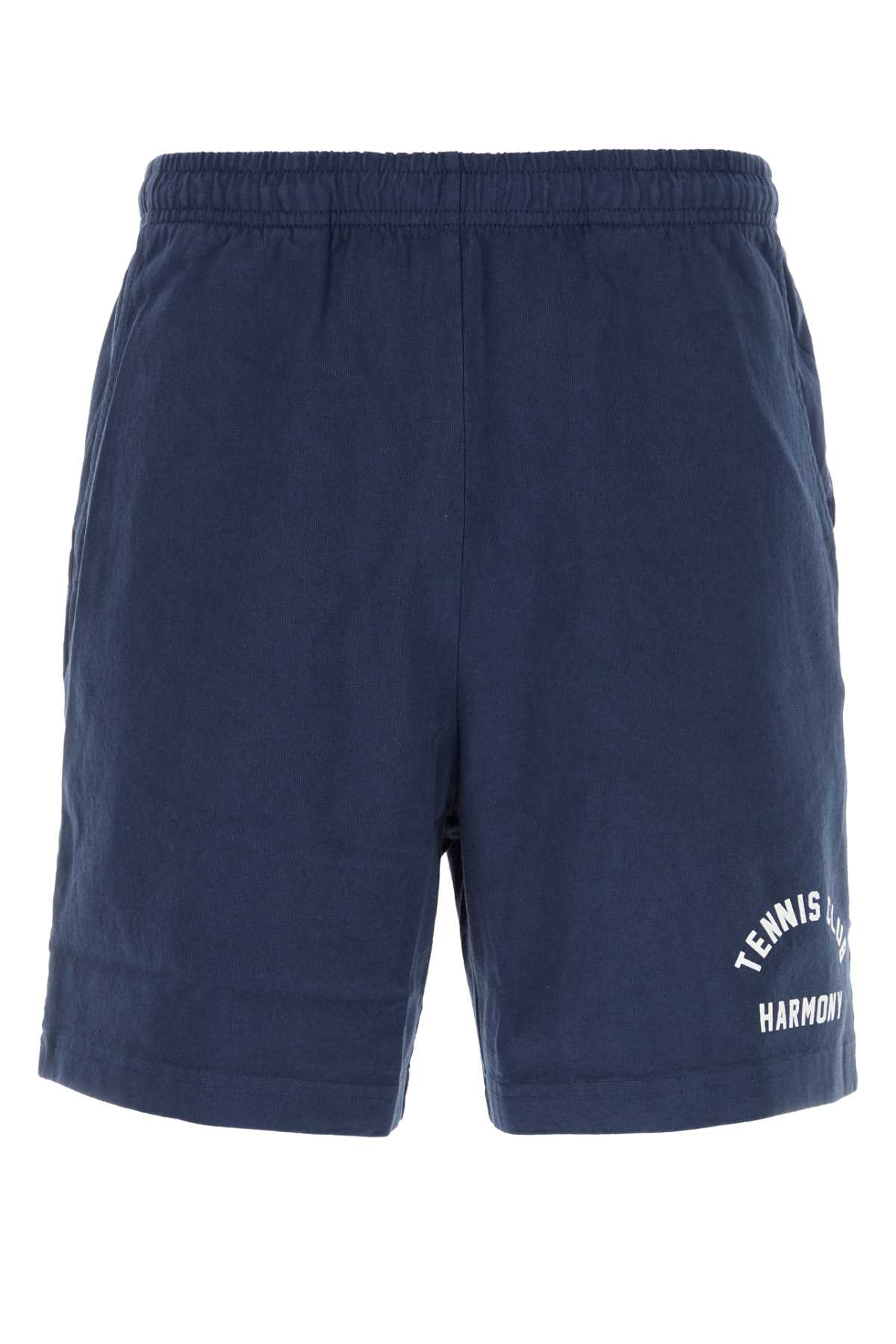 Navy Blue Cotton Bermuda Shorts