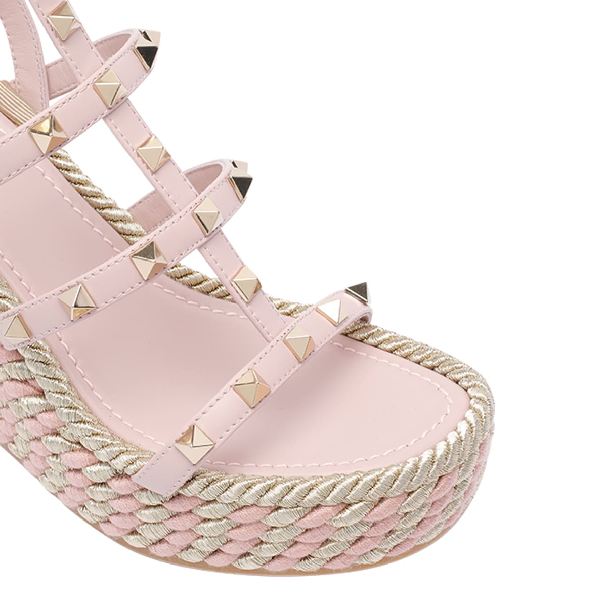 Valentino Studded Espadrille Platform Sandals In Pink