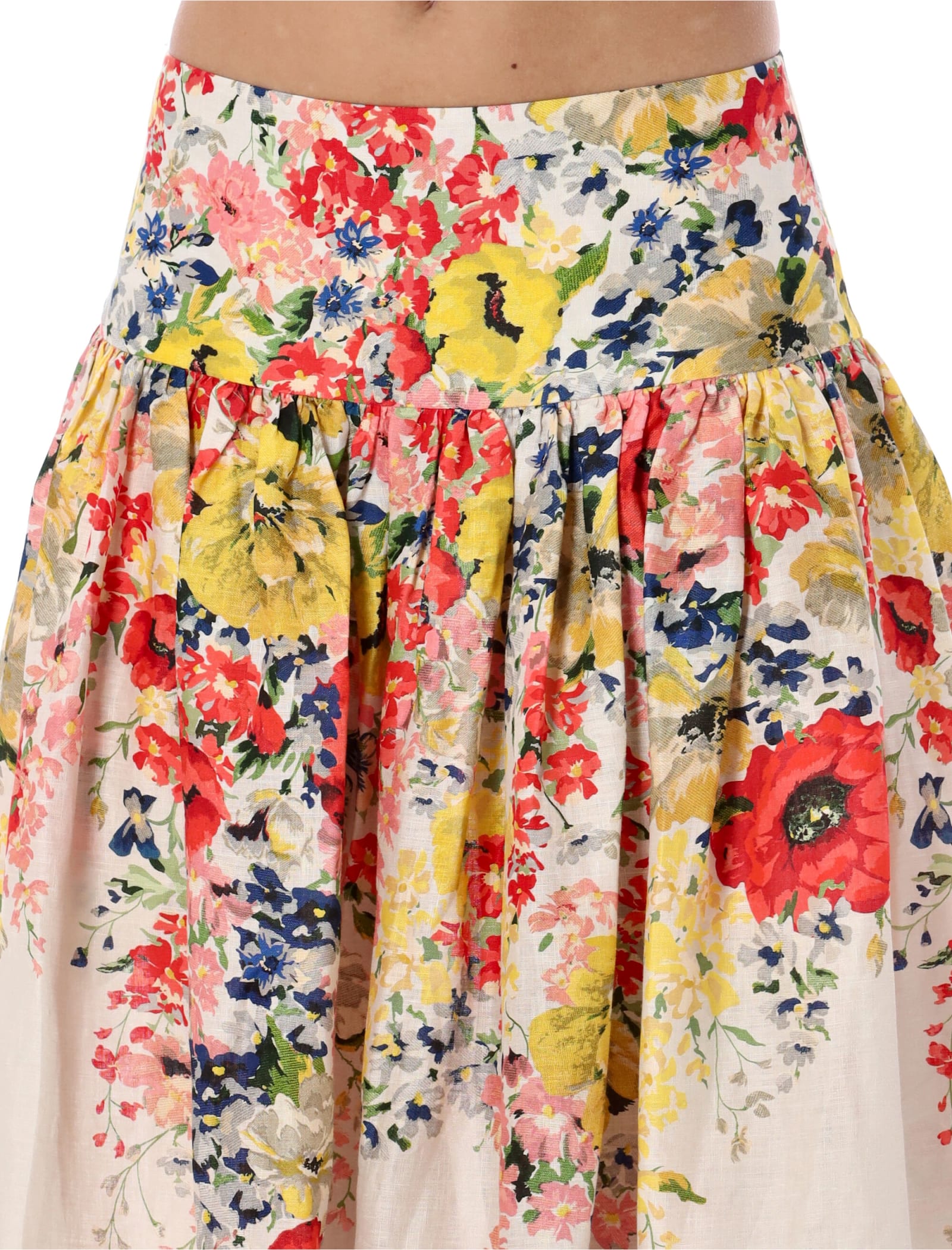 Shop Zimmermann Alight Midi Skirt In Ivory Floral