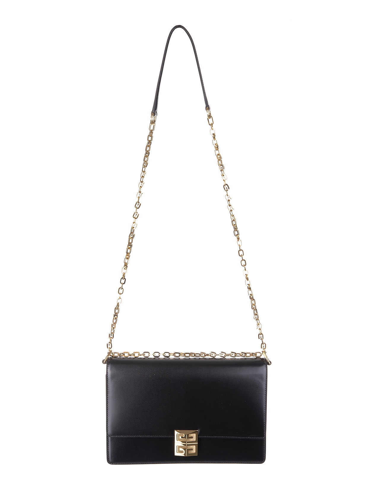 Givenchy Medium 4g Bag In Black Box Leather With Golden Chain