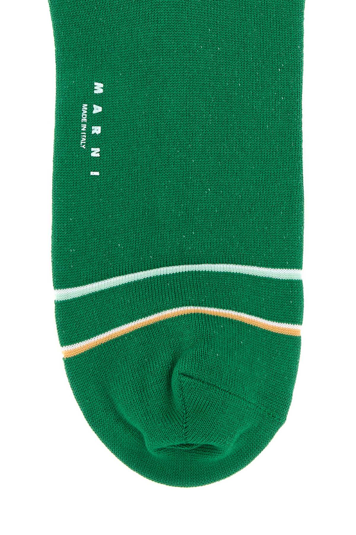 Marni Green Cotton Blend Socks In Seagreen