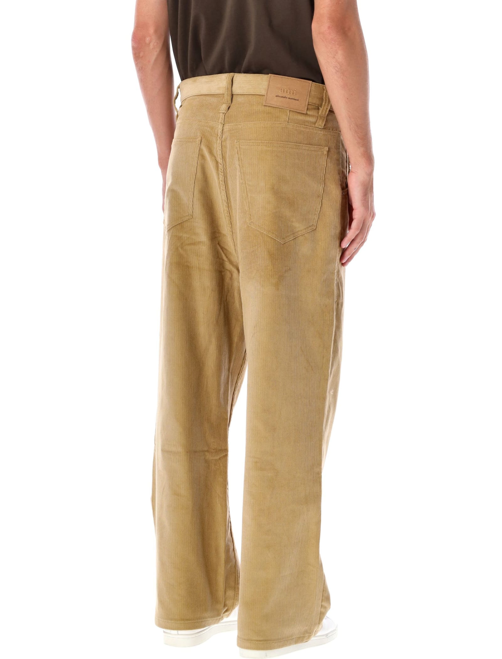 Shop Ami Alexandre Mattiussi Baggy Fit Trousers In Sand