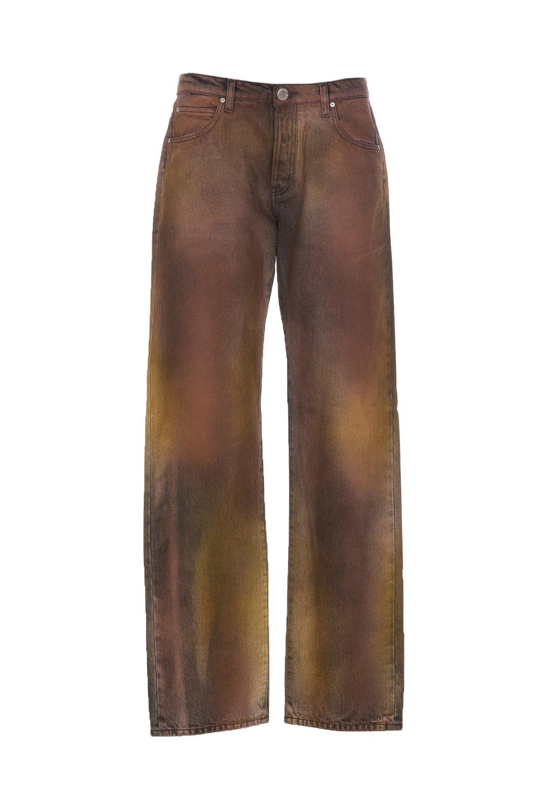 Shop Pinko Straight-leg Jeans In Marrone/giallo