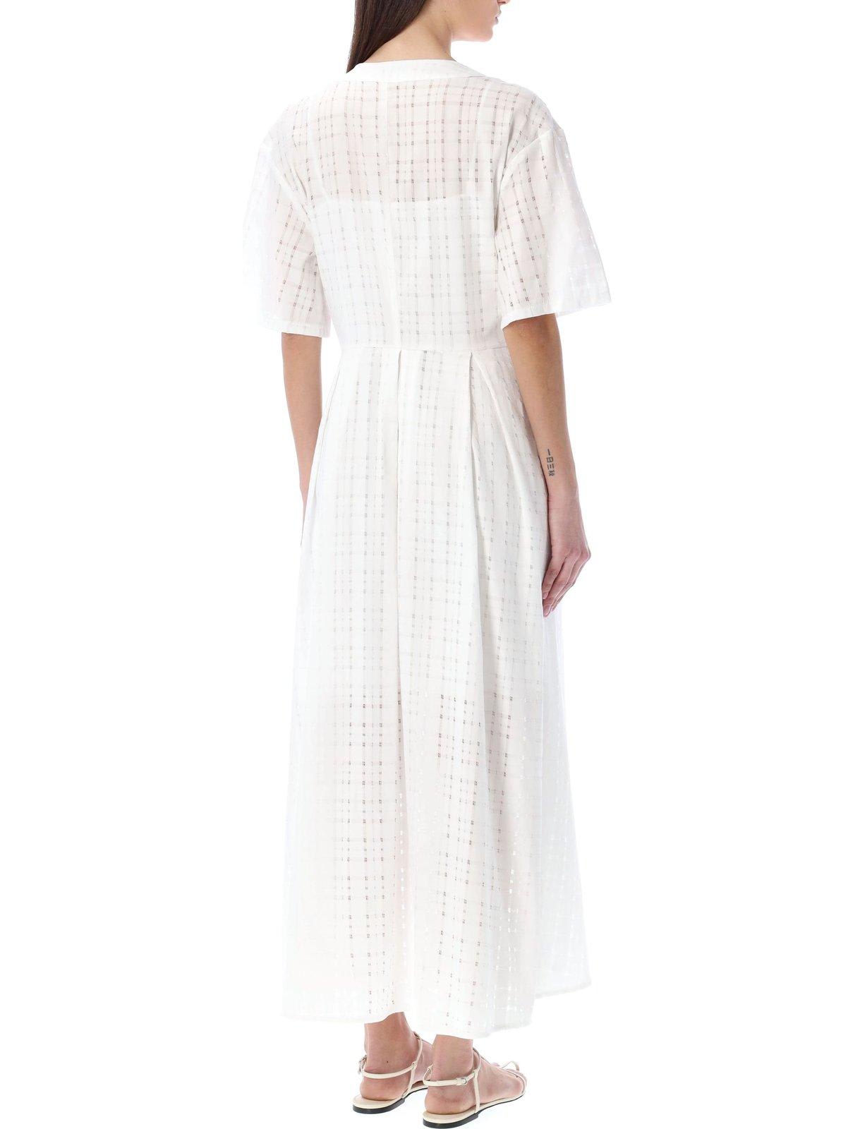 Shop Fabiana Filippi Long Dress Short-sleeved Stretched Dress In White