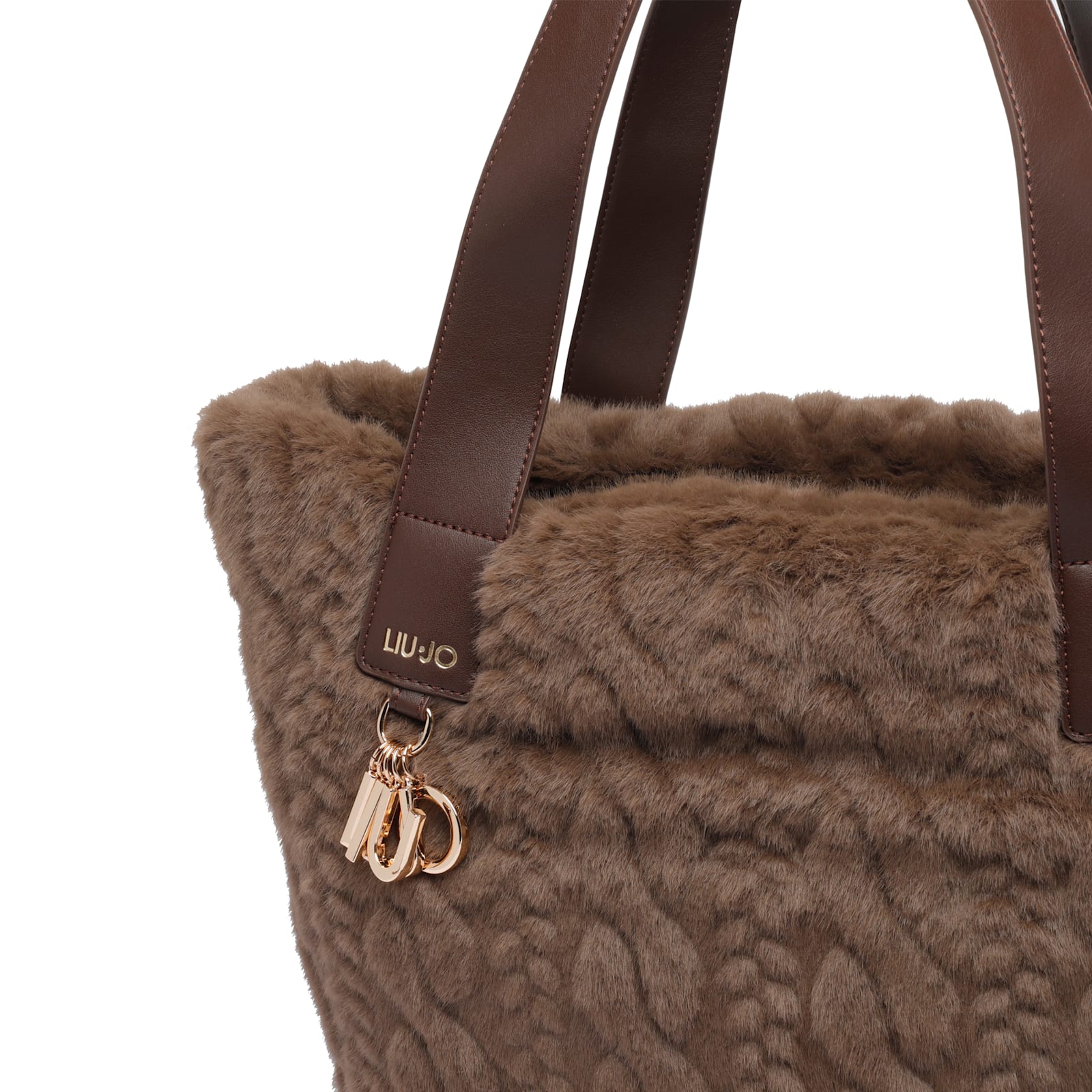 Liu •jo Hobo Cable-knit Teddy Shoulder Bag In Brown