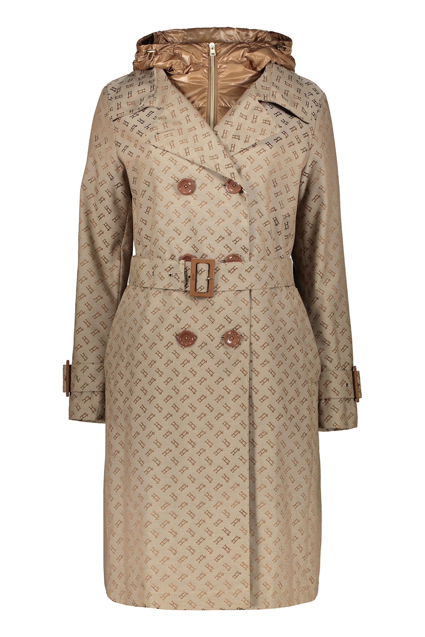 Shop Herno Padded Trench Coat In Beige