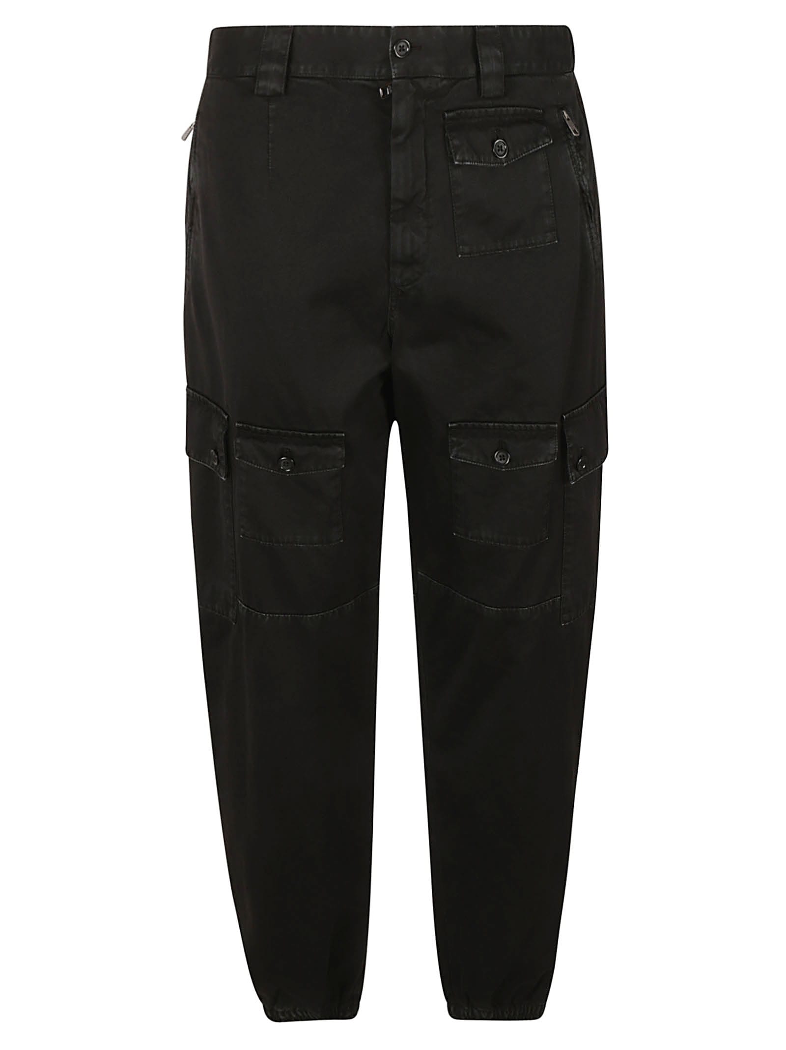 Dolce & Gabbana Wide Leg Cropped Cargo Pants In Black | ModeSens