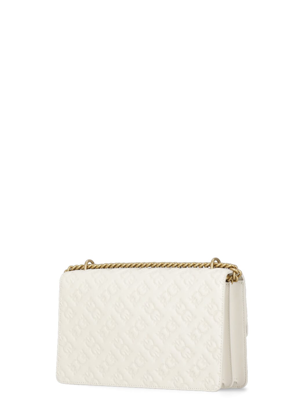 Shop Pinko Love Bag Shoulder Bag In Q Bianco Seta Antique Gold
