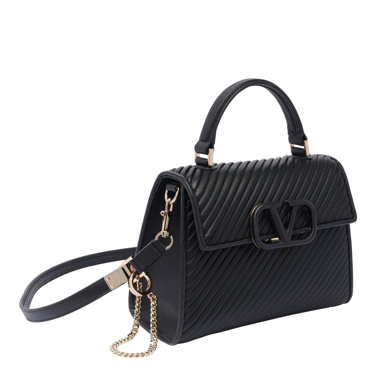 Shop Valentino Small Vsling Handbag In Black