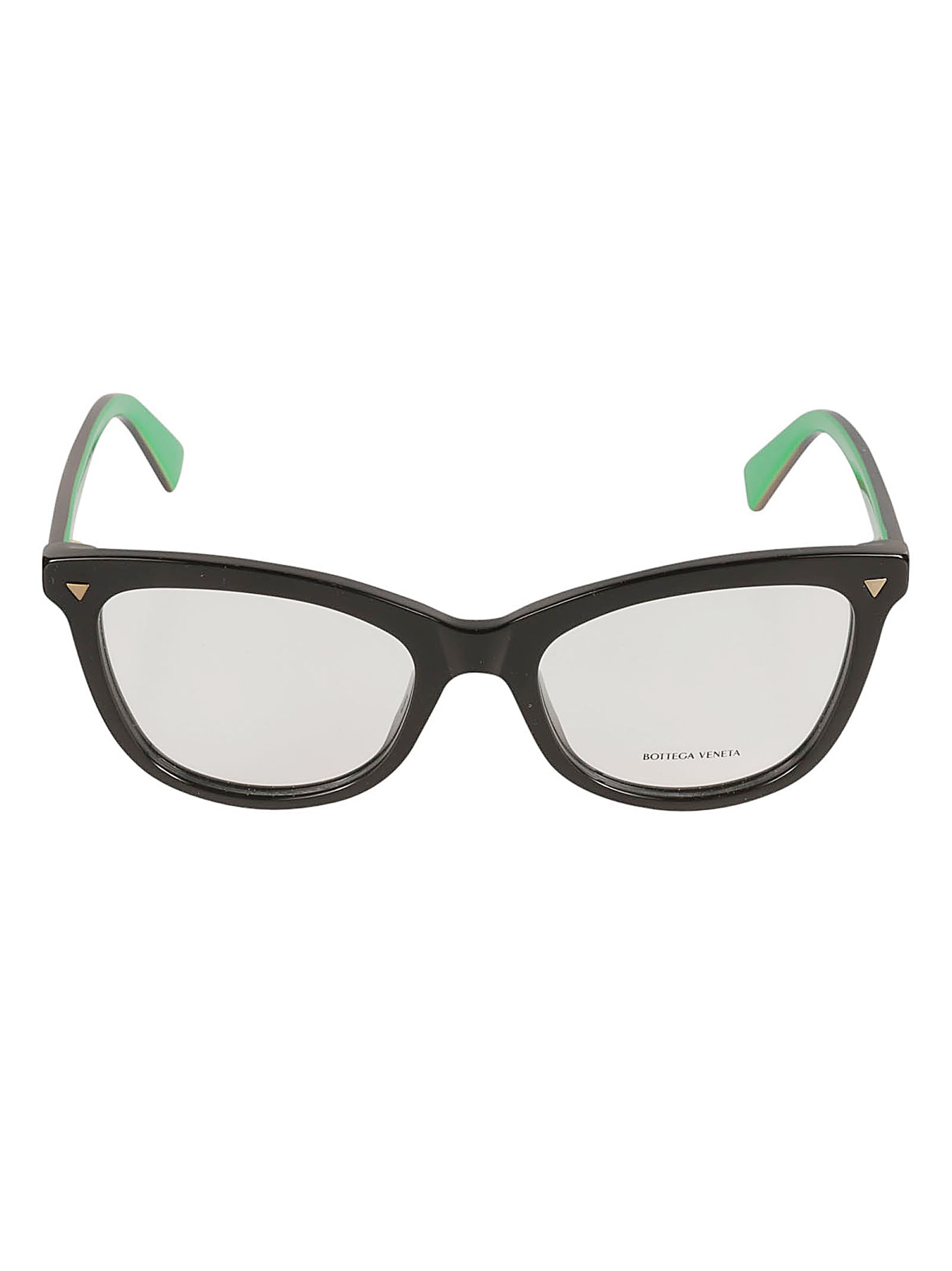 Bottega Veneta Square Frame Logo Glasses In Black/transparent