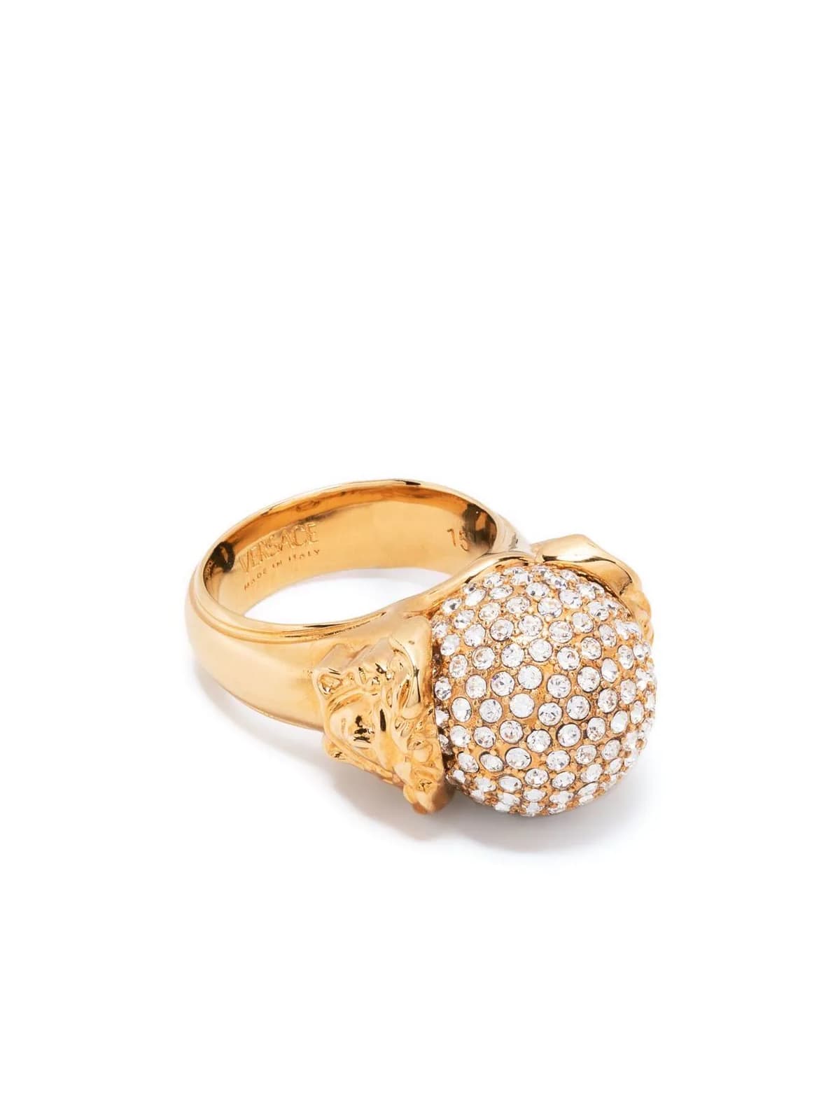 Versace Fashion Metal Ring With Strass In Gold Crystall
