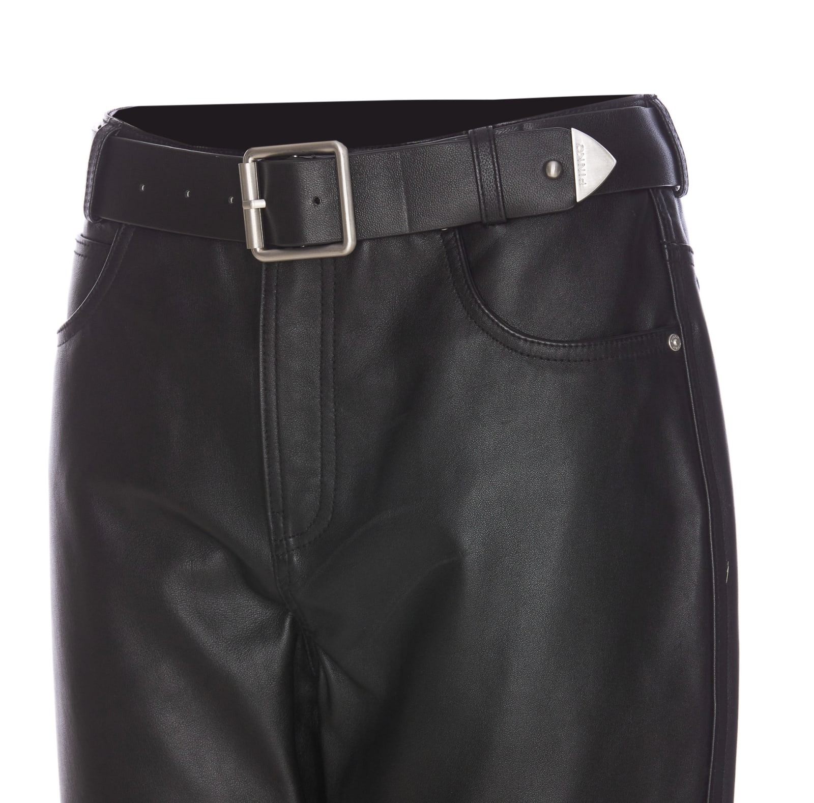 Shop Pinko Papua Leather Pants In Black