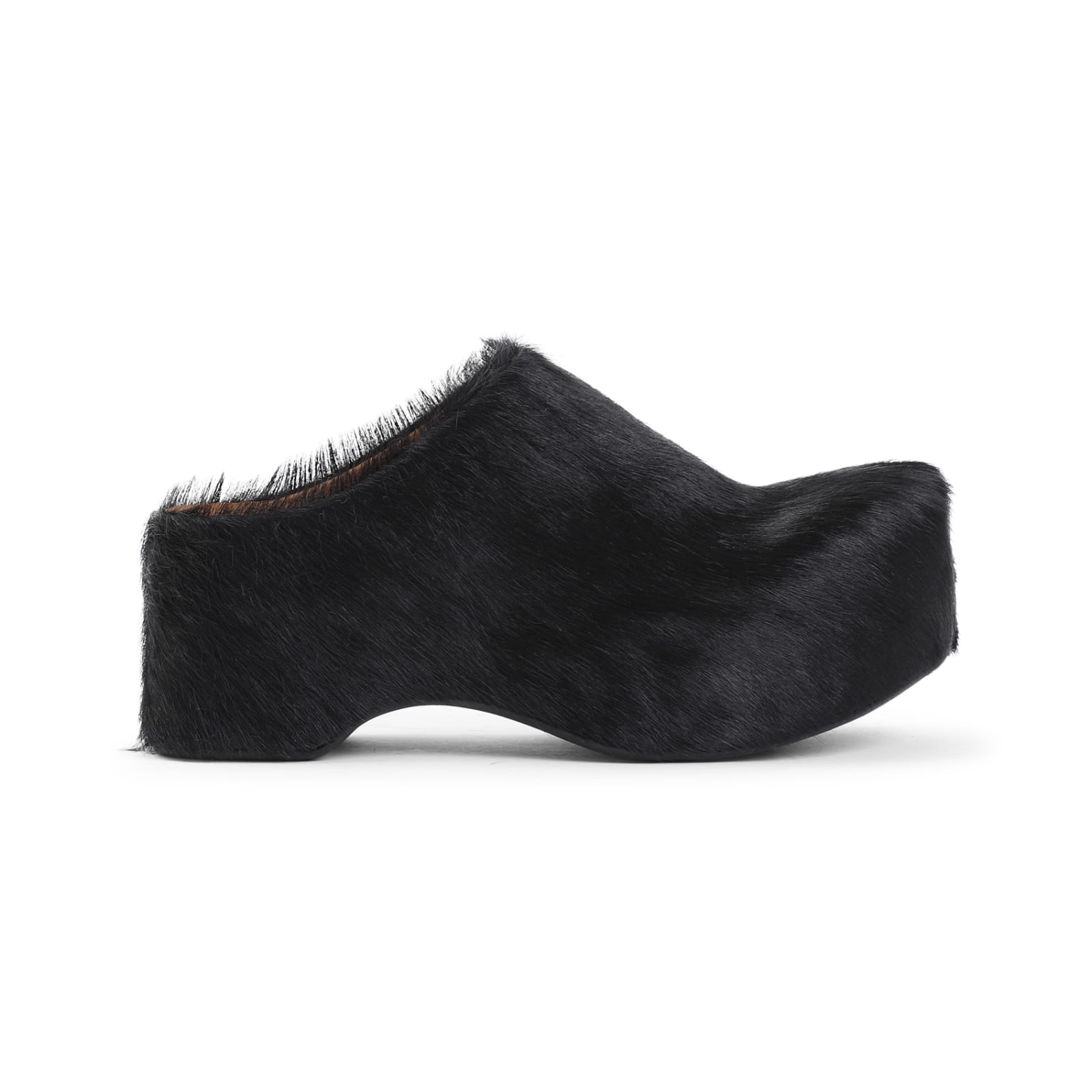 Shop Marni Calf Hair Sabot In Black